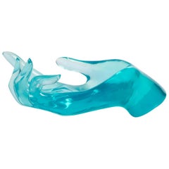 Giant Hand Bowl in Aqua Lucite