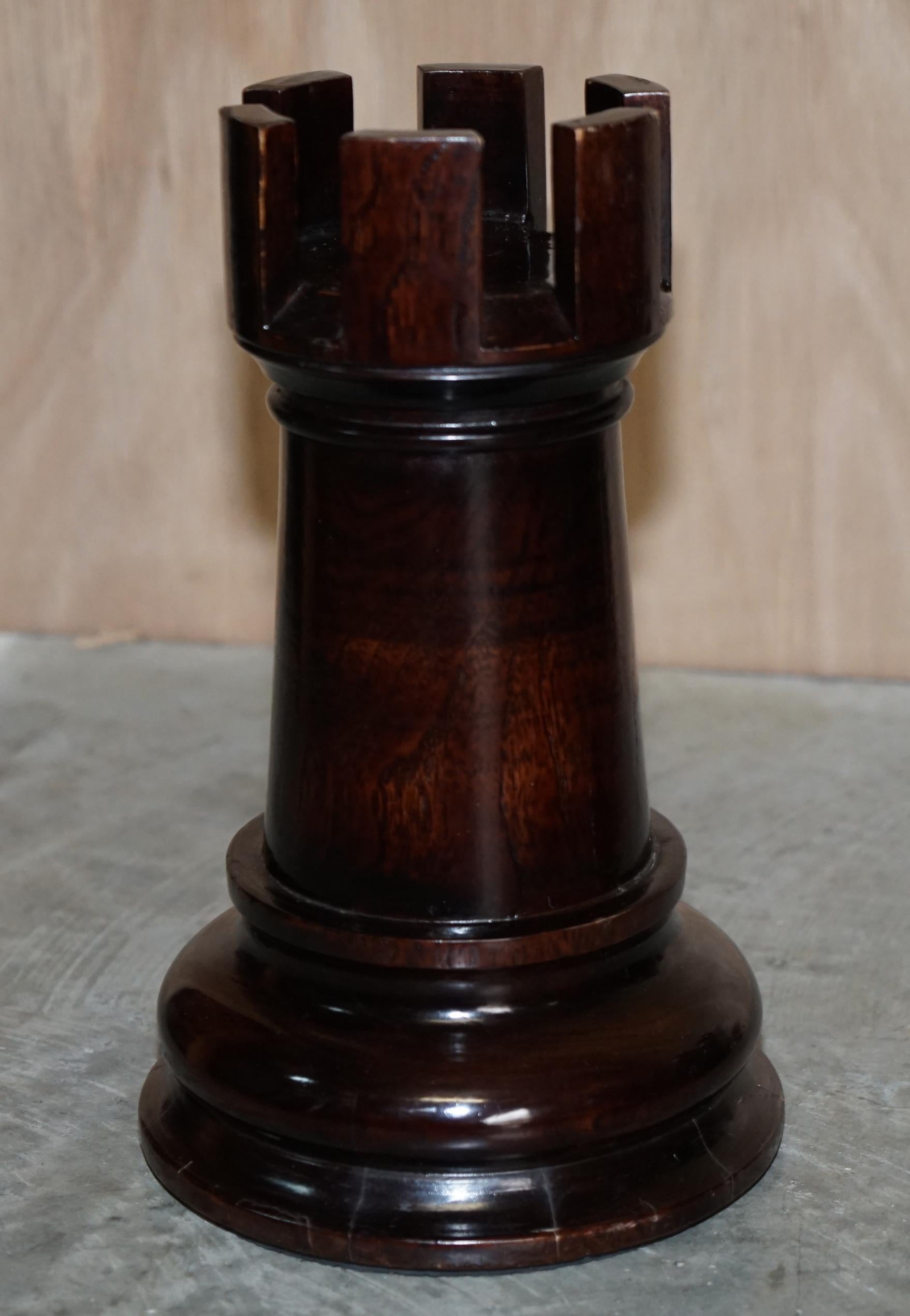 Giant Hand Carved Wood Chess Set Tallest Piece Beautiful Timber Patina 7