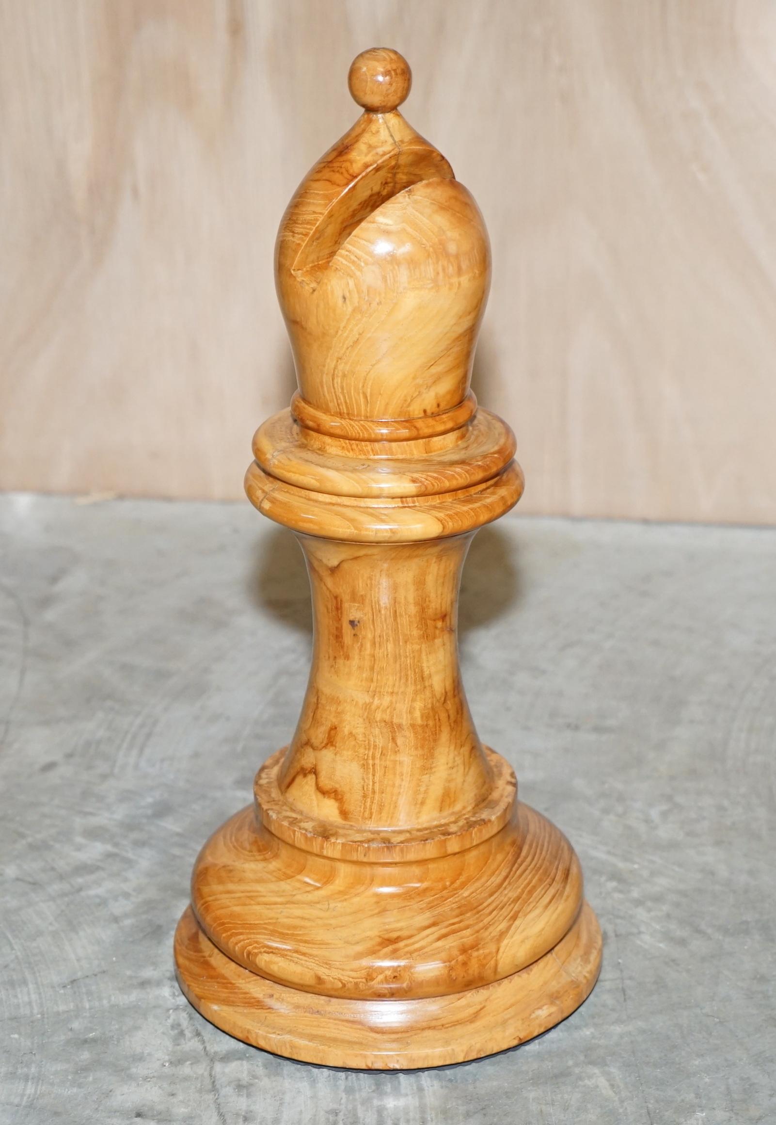 Hardwood Giant Hand Carved Wood Chess Set Tallest Piece Beautiful Timber Patina