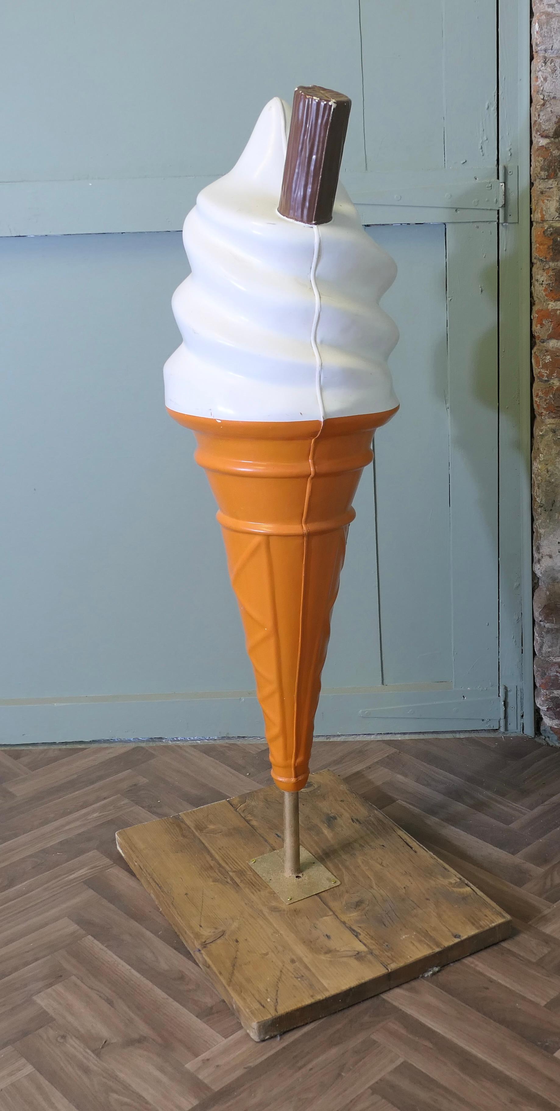 Giant Ice Cream Advertising Sign, Funky Quirky Nostalgic

This is a classic of the 20th Century, when a trip to the seaside was the ultimate treat, and here we are with a larger than life ice cream 

The sign is set on a pine base and the ice cream