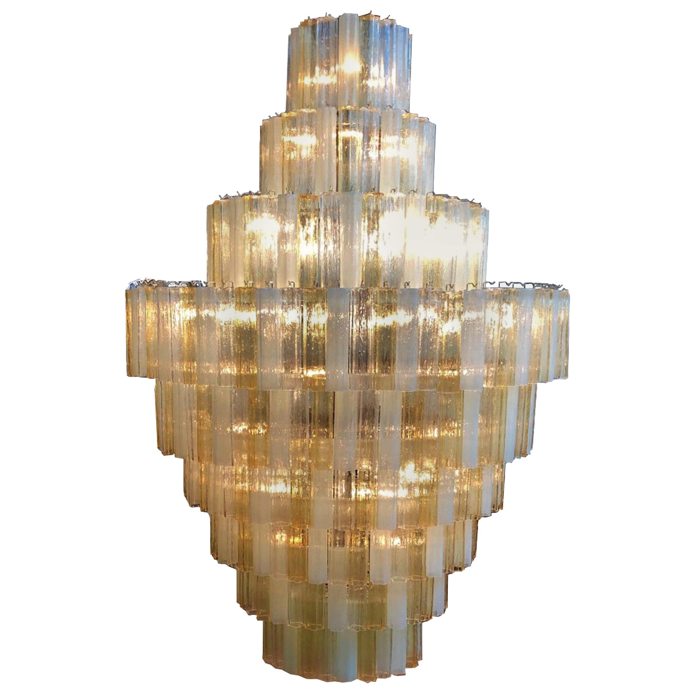 Giant Italian Chandelier, Style of Toni Zuccheri for Venini, Made in Murano