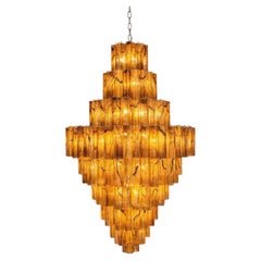 Giant Italian Glass Alabaster Chandelier, Murano