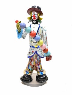 Giant Italian Murano Glass Clown Statue 1960 109 CM