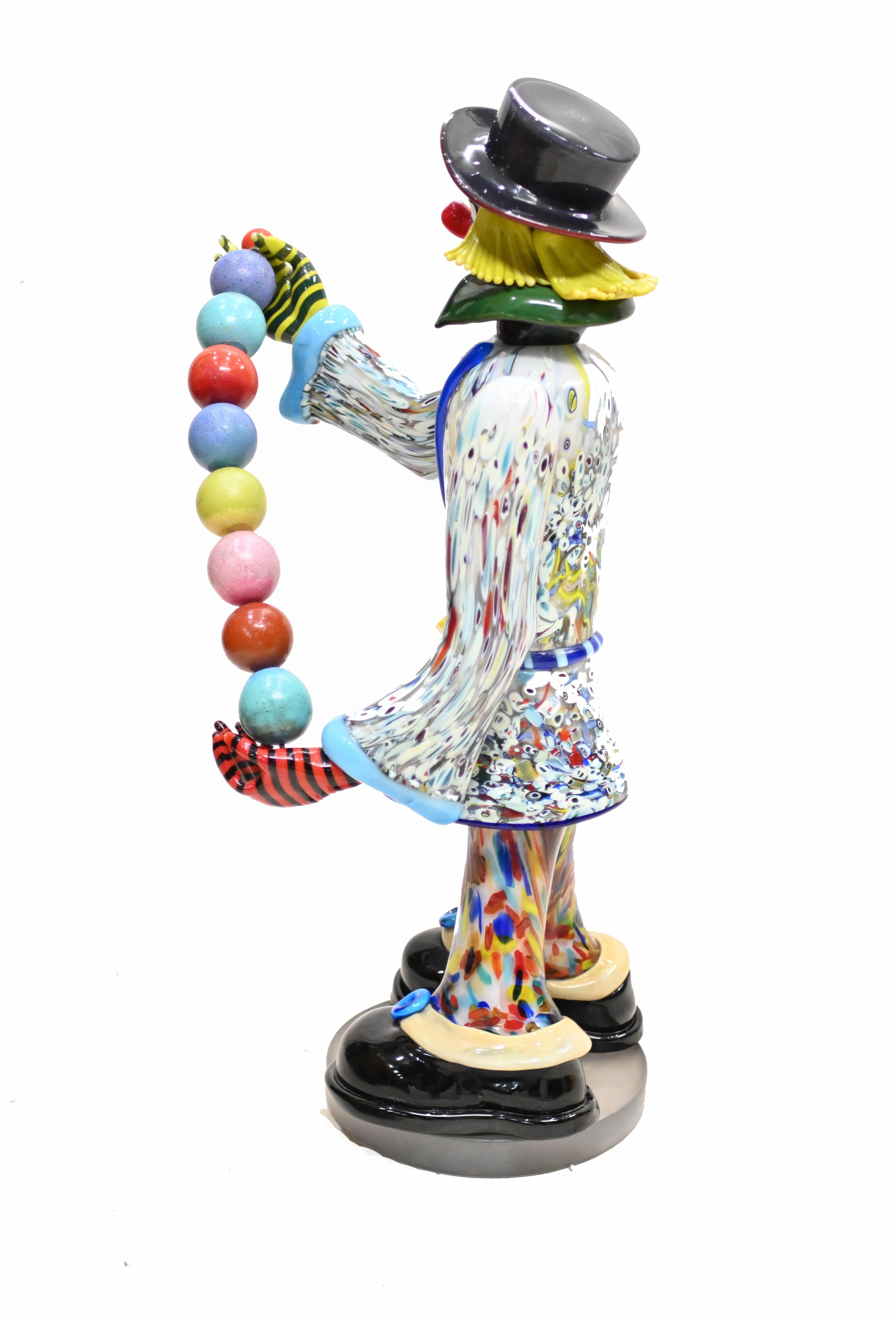 Giant Italian Murano Glass Clown Statue 1960 109 CM In Good Condition For Sale In Potters Bar, GB