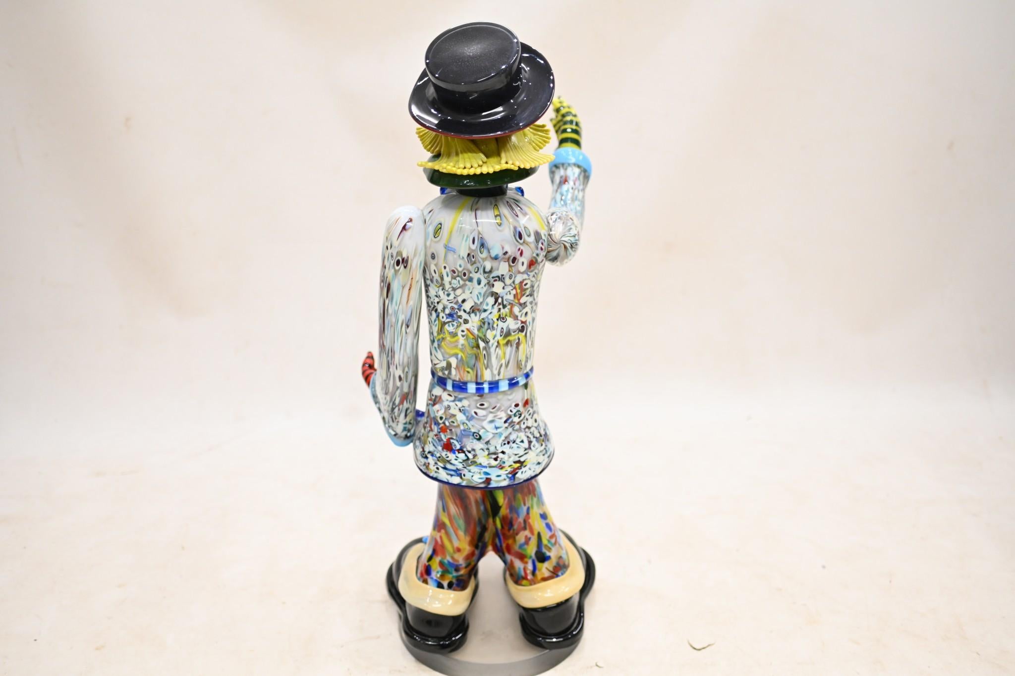 Giant Italian Murano Glass Clown Statue 1960 109 CM In Good Condition For Sale In Potters Bar, GB