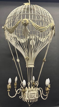Giant Italian Tole Hot Air Balloon Chandelier, circa 1950s
