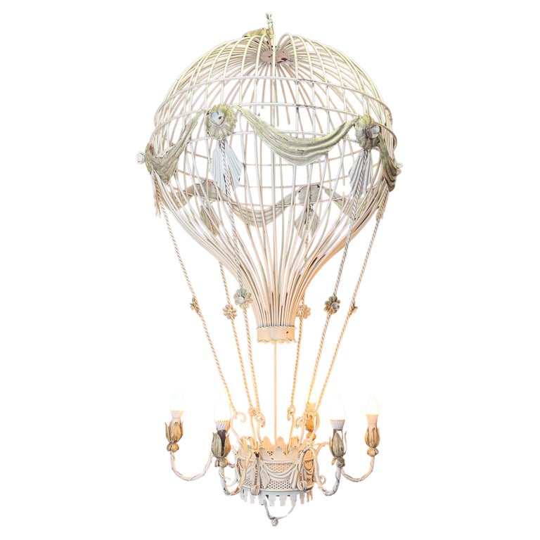 Giant Italian Tole Hot Air Balloon Chandelier, circa 1950s