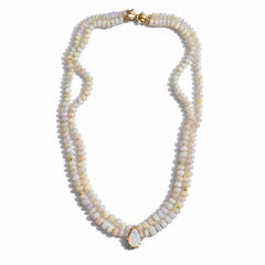 Riesige geschichtete australische Lightning Ridge Opal & Diamant 14K Gold Halskette