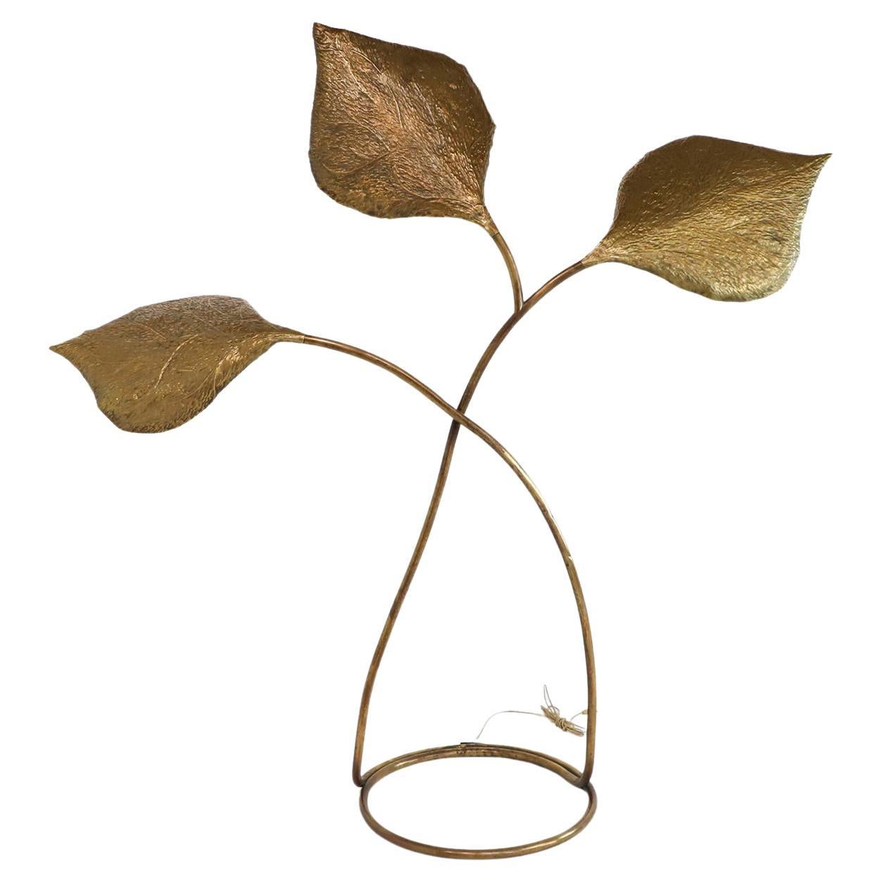 Lampadaire à feuilles géantes en laiton attribué à Tomasso Barbi