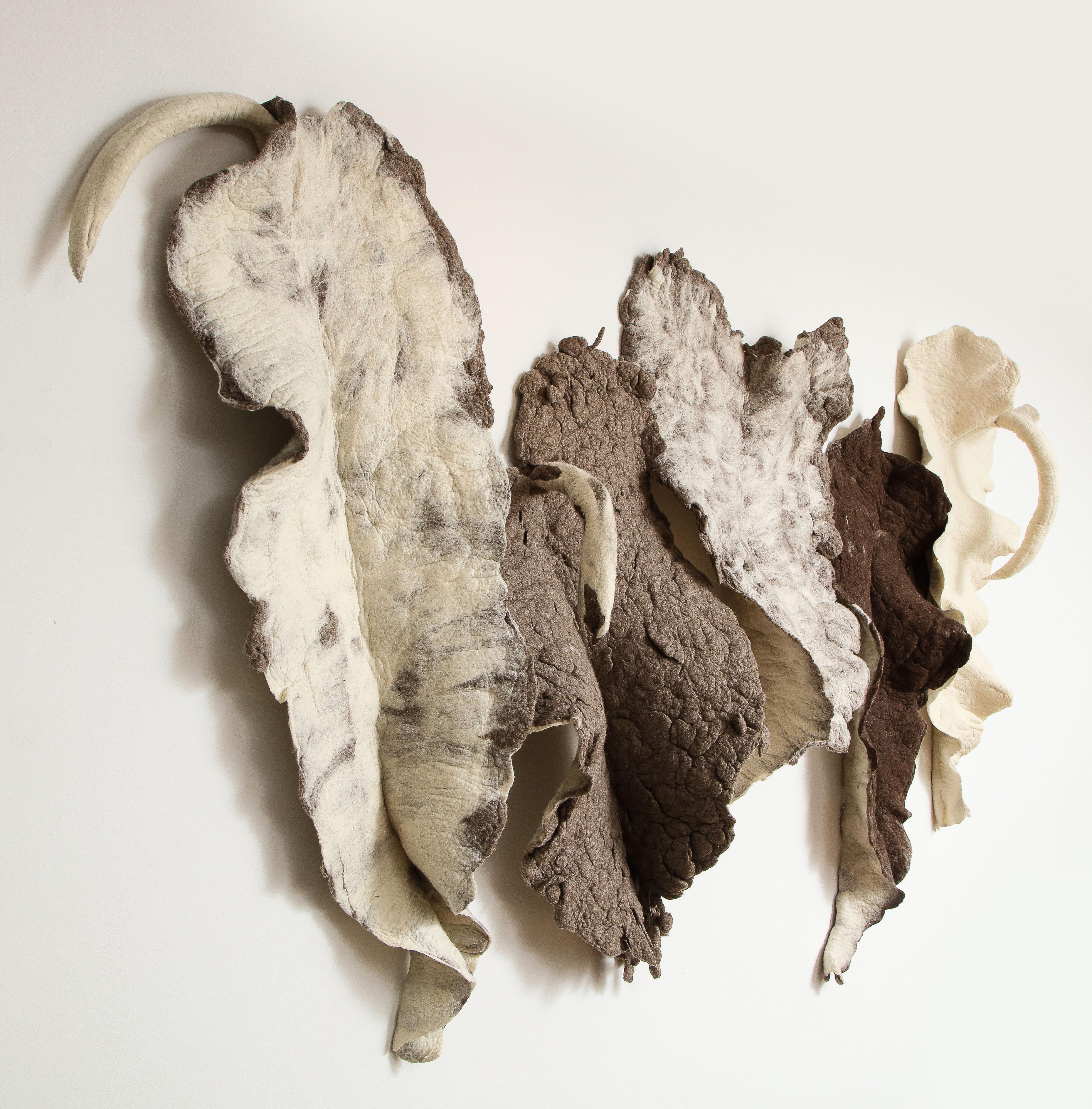 Brazilian Giant Leaf, Naturally Dyed Felted Wool Sculpture by Inês Schertel, Brazil, 2019 For Sale