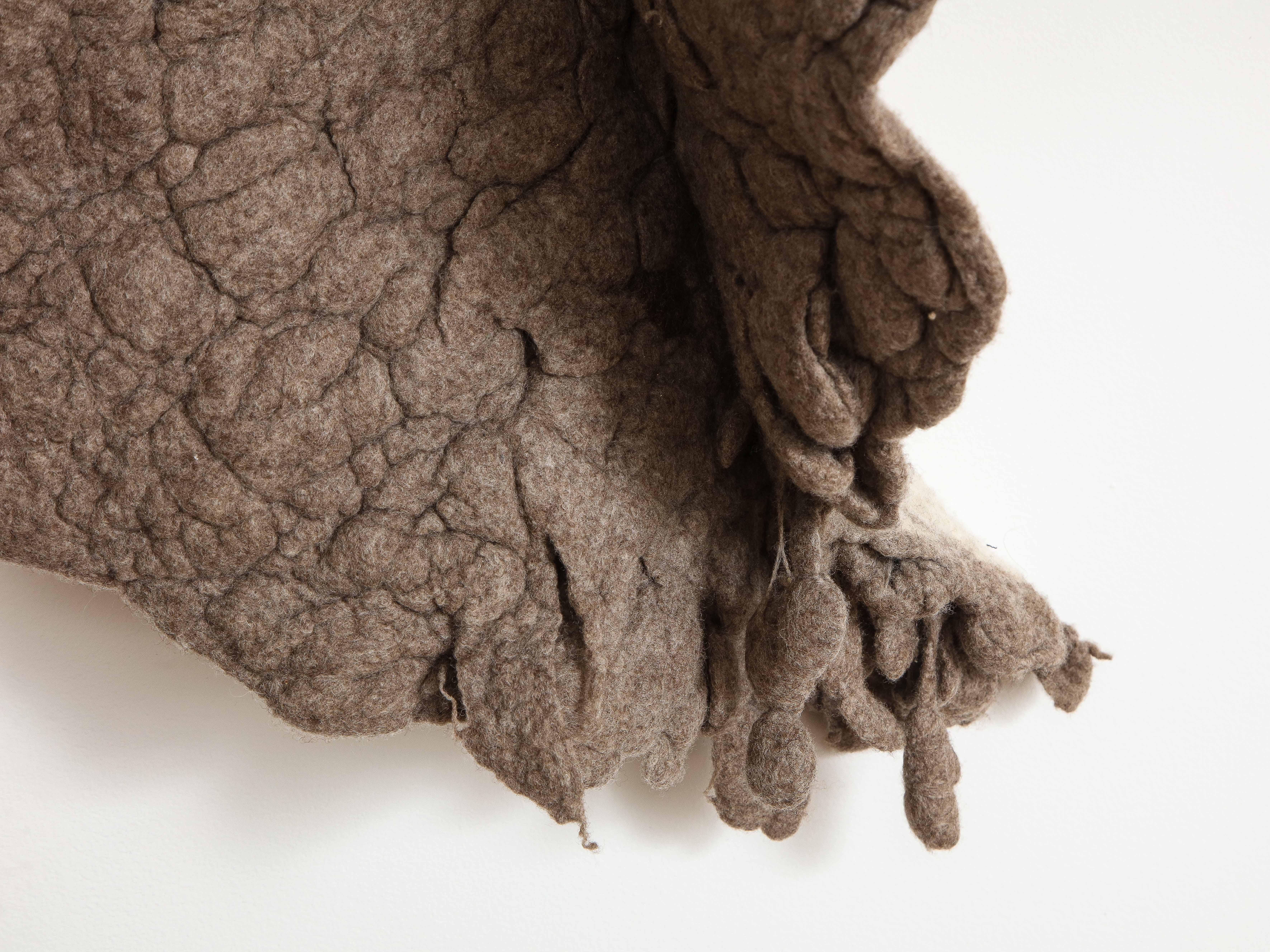 Rustic Giant Leaf, Naturally Dyed Felted Wool Sculpture by Inês Schertel, Brazil, 2019 For Sale