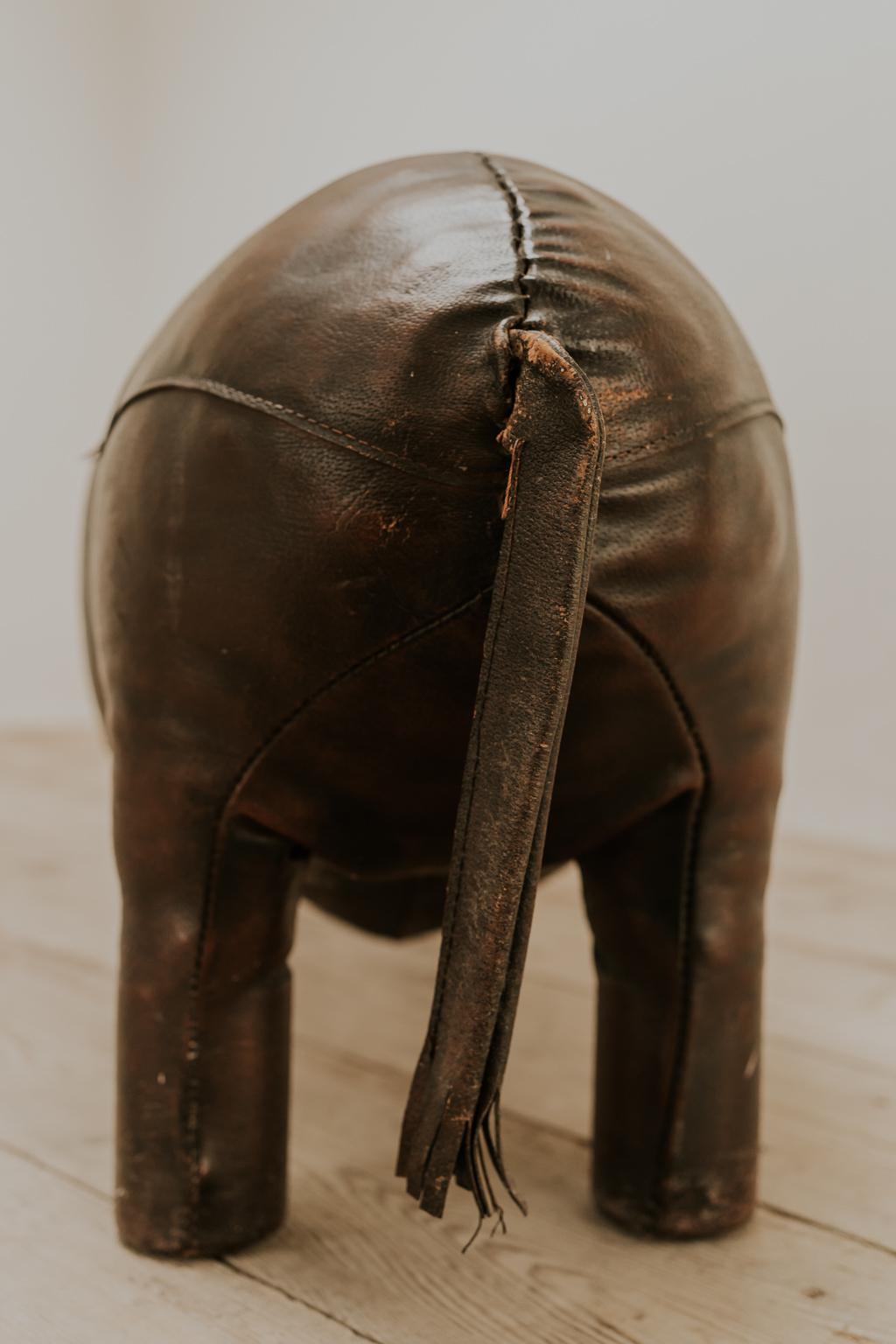 Giant Leather Rhinoceros Footstool 2