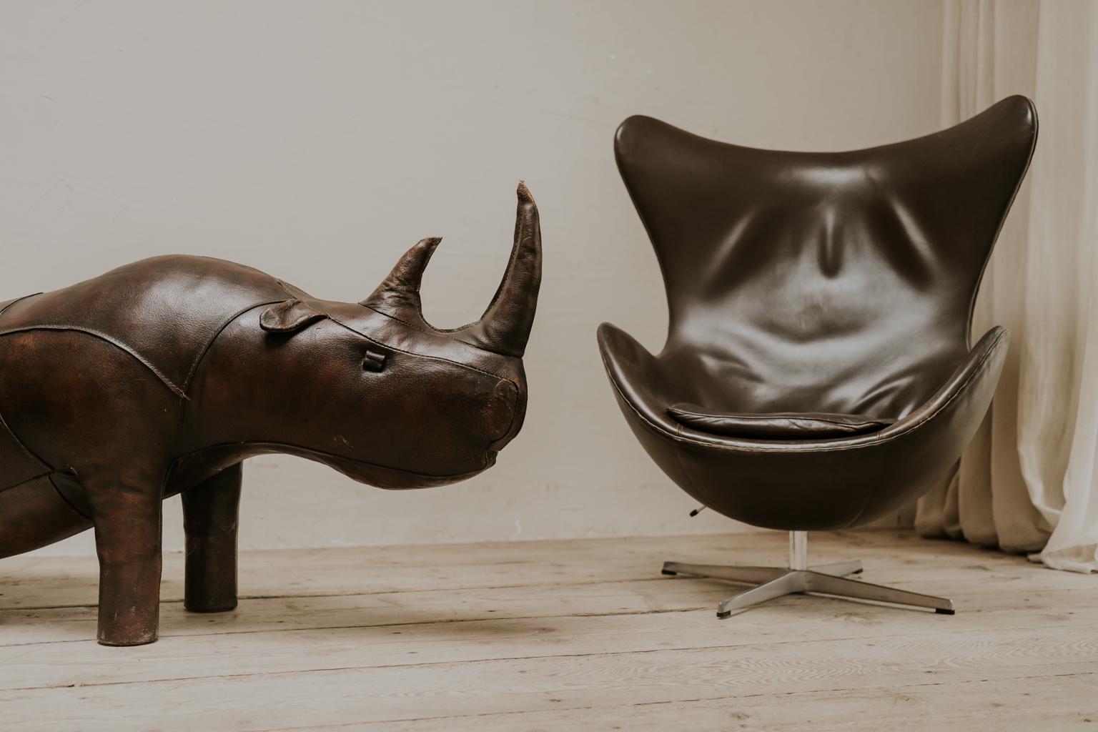 Giant Leather Rhinoceros Footstool 3