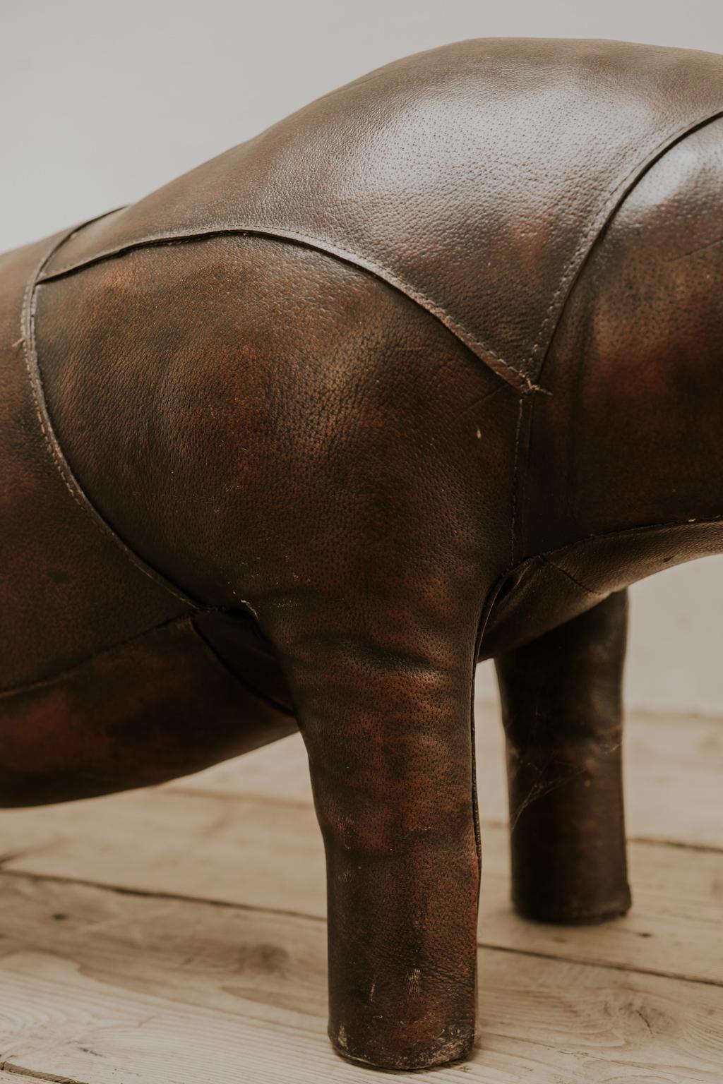 Giant Leather Rhinoceros Footstool 1