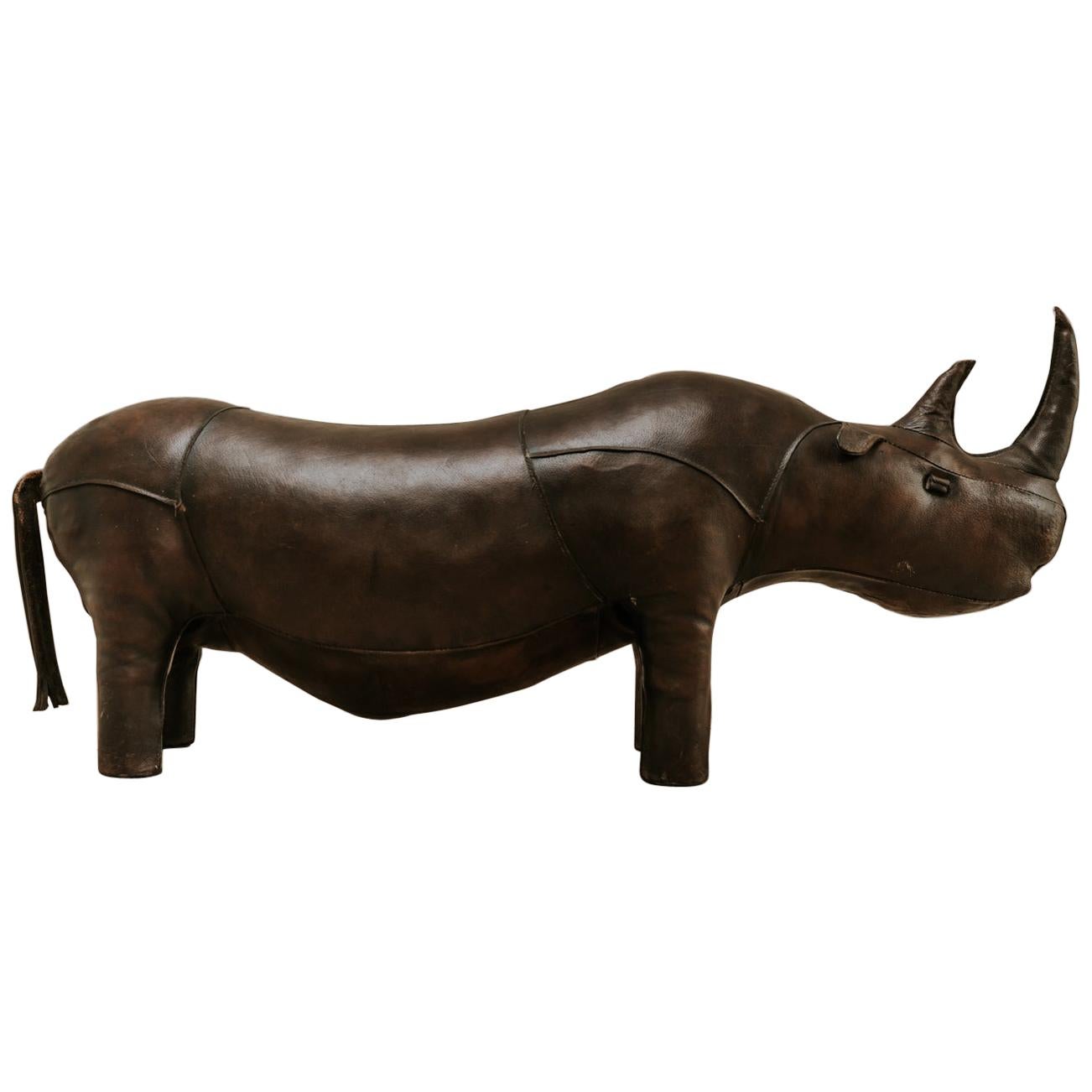 Giant Leather Rhinoceros Footstool