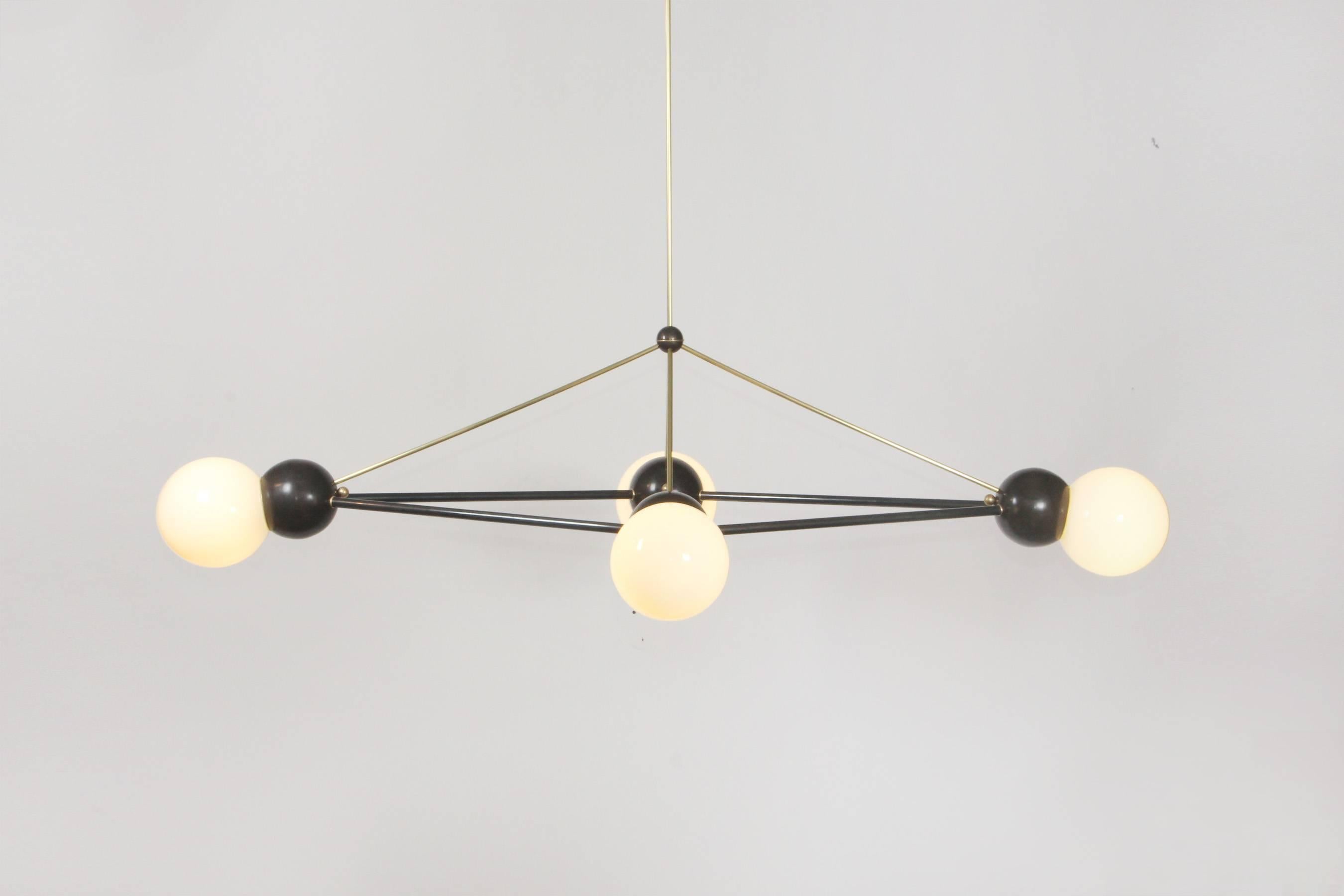 Modern Giant Lina 04-Light Geometric Bronze and Brass Diamond Chandelier