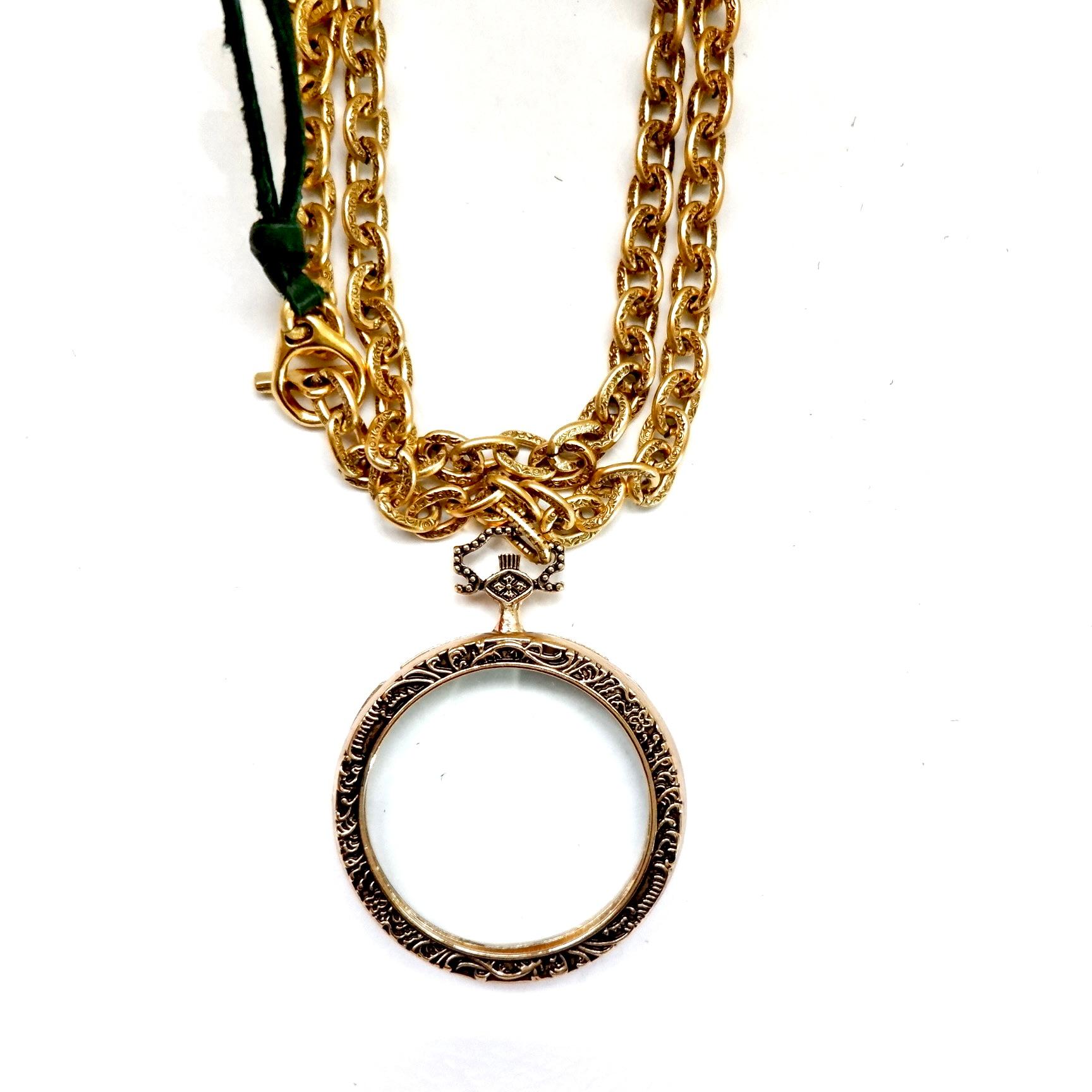 Contemporary Giant magnifying glass pendant necklace For Sale