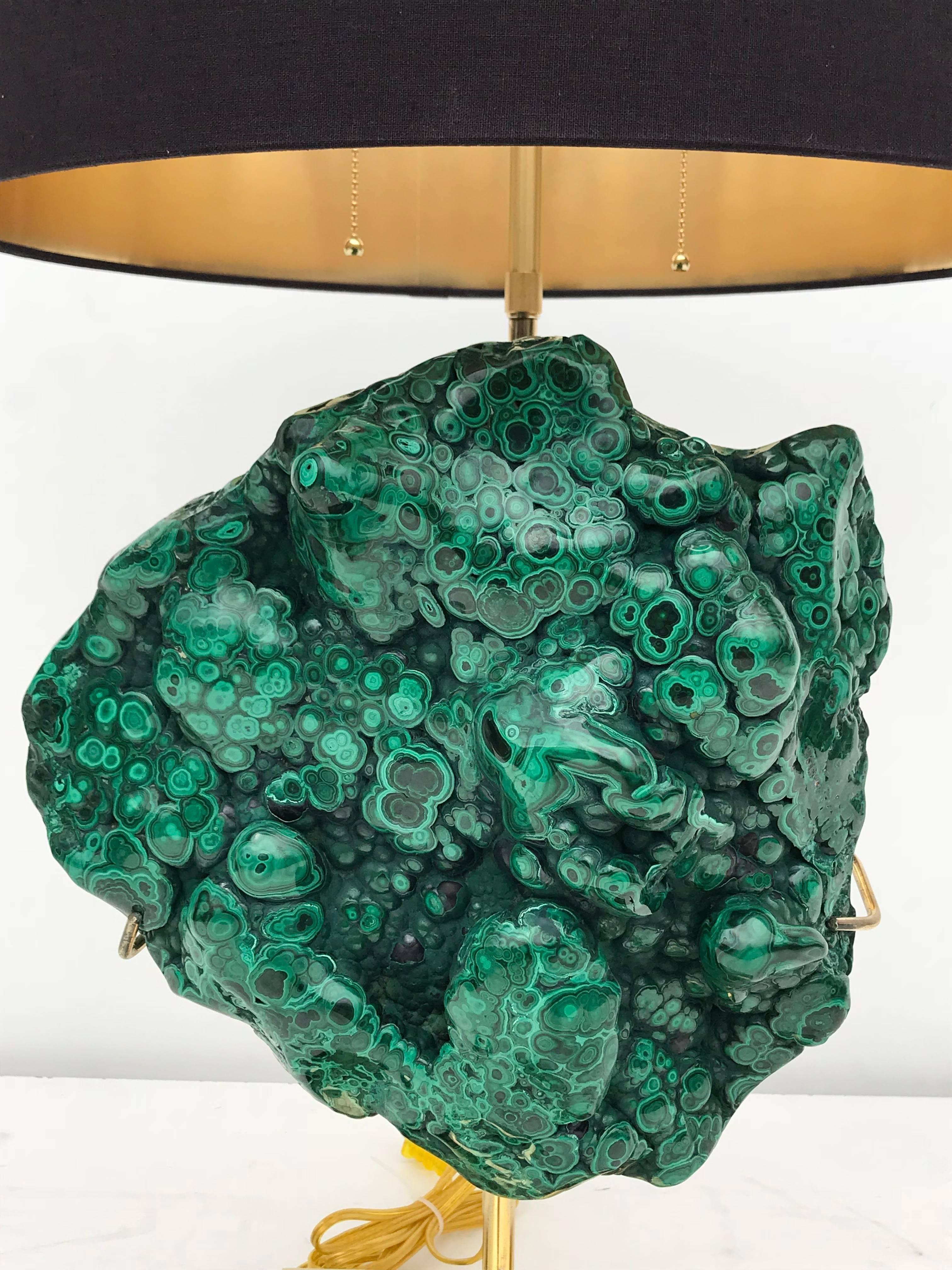 Hollywood Regency Giant Malachite Specimen Lamp