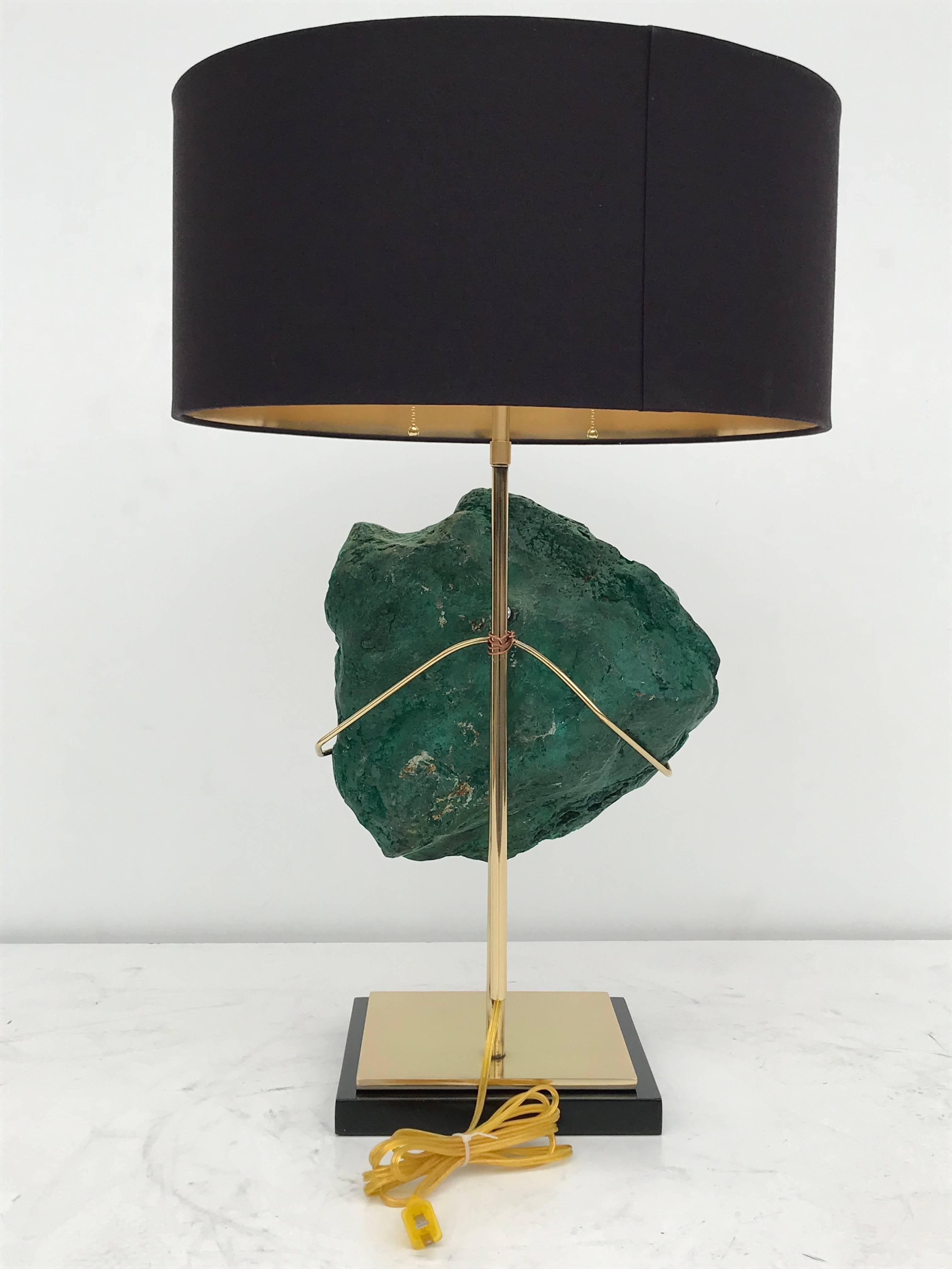 French Giant Malachite Specimen Lamp