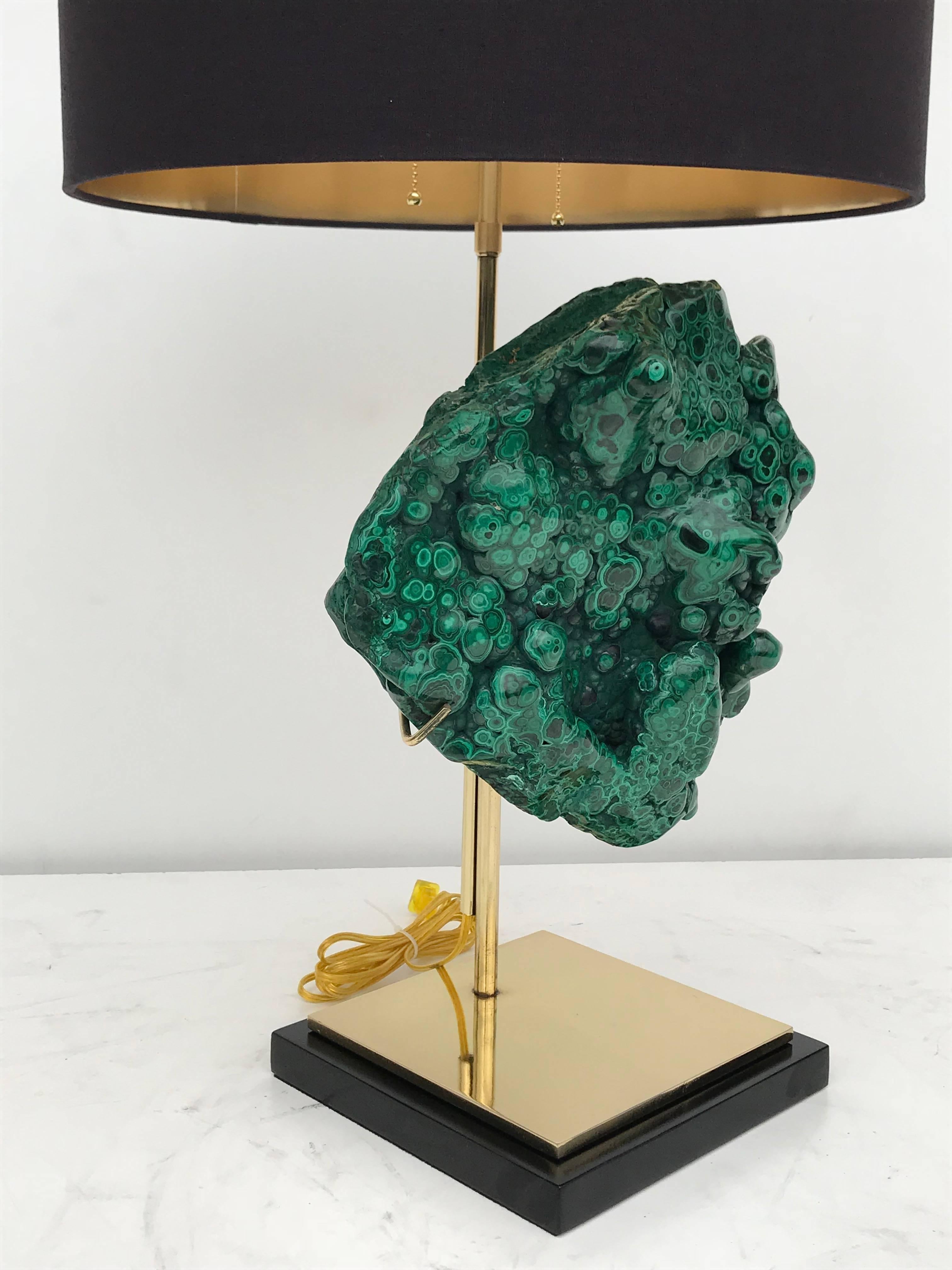 Giant Malachite Specimen Lamp In Excellent Condition In North Hollywood, CA