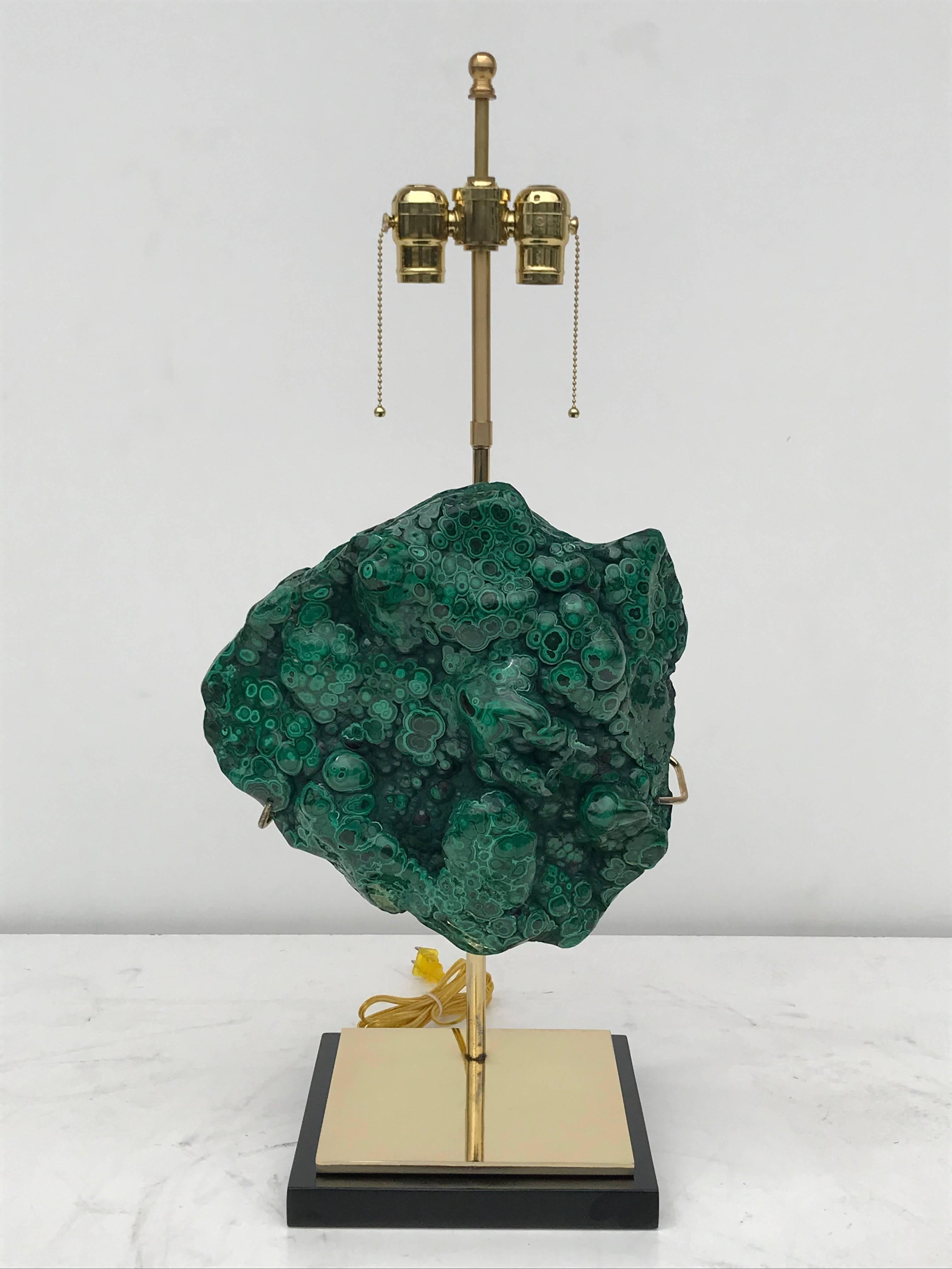 Contemporary Giant Malachite Specimen Lamp
