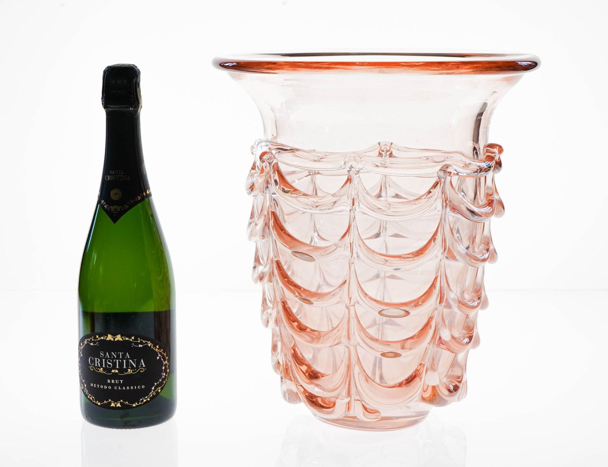 Vaso o secchiello per il ghiaccio gigante e massiccio in vetro di Murano. Seguso Vetri d'Arte. Unico in vendita 11