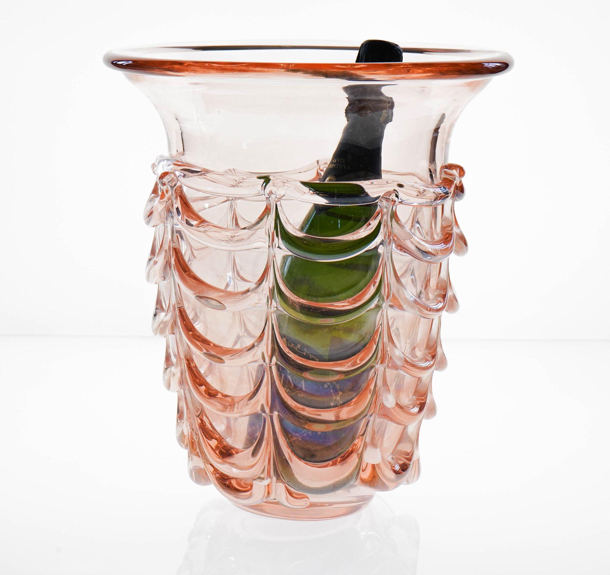Vaso o secchiello per il ghiaccio gigante e massiccio in vetro di Murano. Seguso Vetri d'Arte. Unico in vendita 12