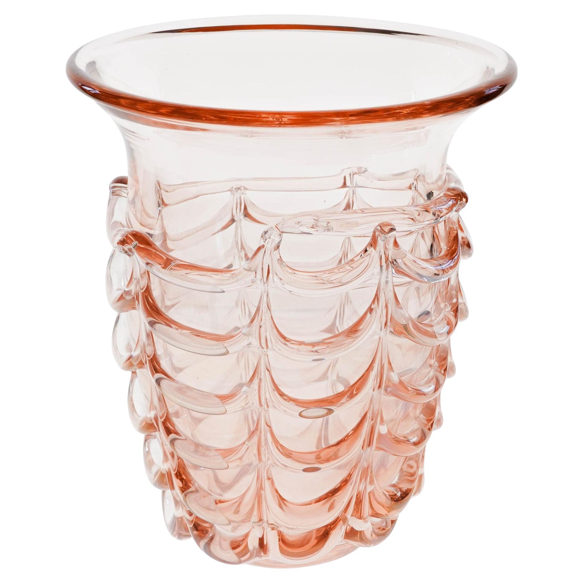 Giant massive Murano Glass Rose Vase or Ice Bucket. Seguso Vetri d'Arte. Unique