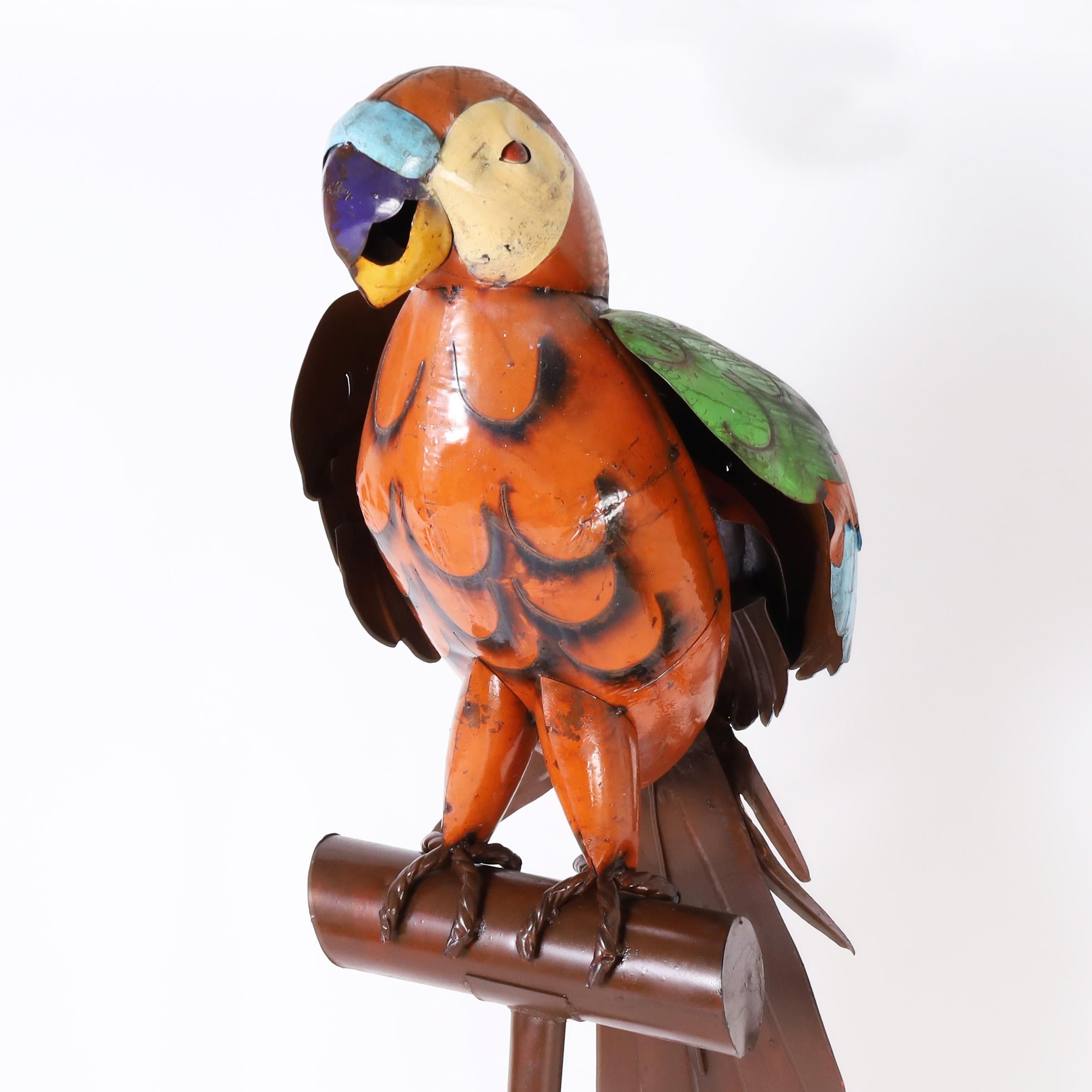 Giant Metal Parrot Sculpture In Good Condition For Sale In Palm Beach, FL