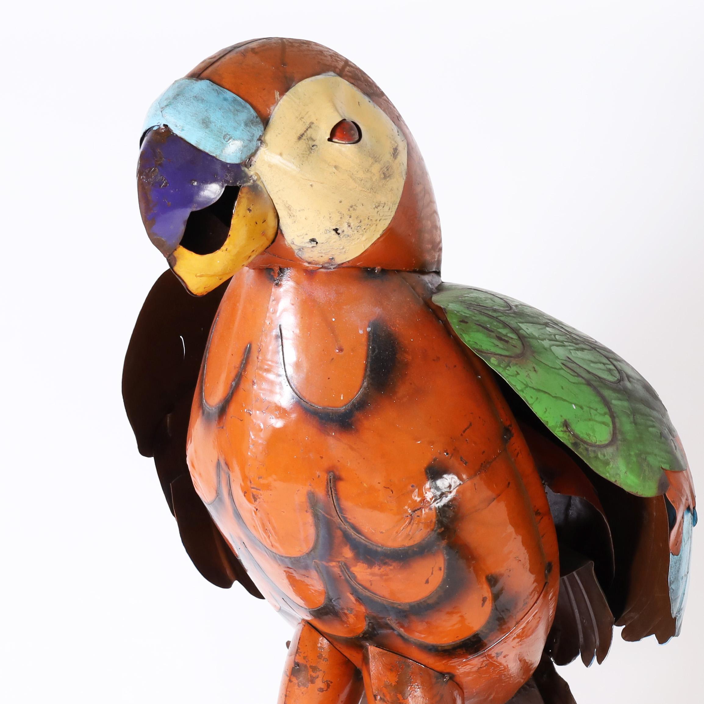 20th Century Giant Metal Parrot Sculpture For Sale