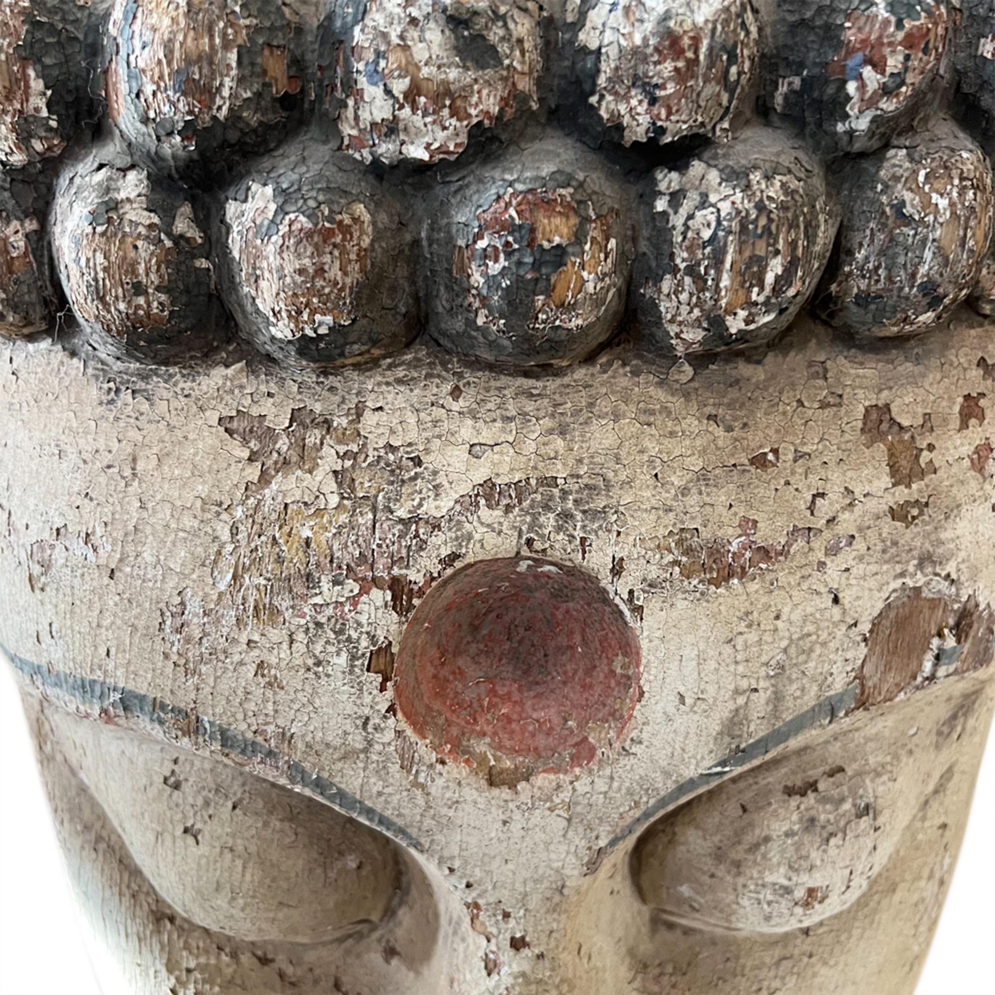 Giant Mid Century Wooden Buddha Head In Good Condition In London, GB