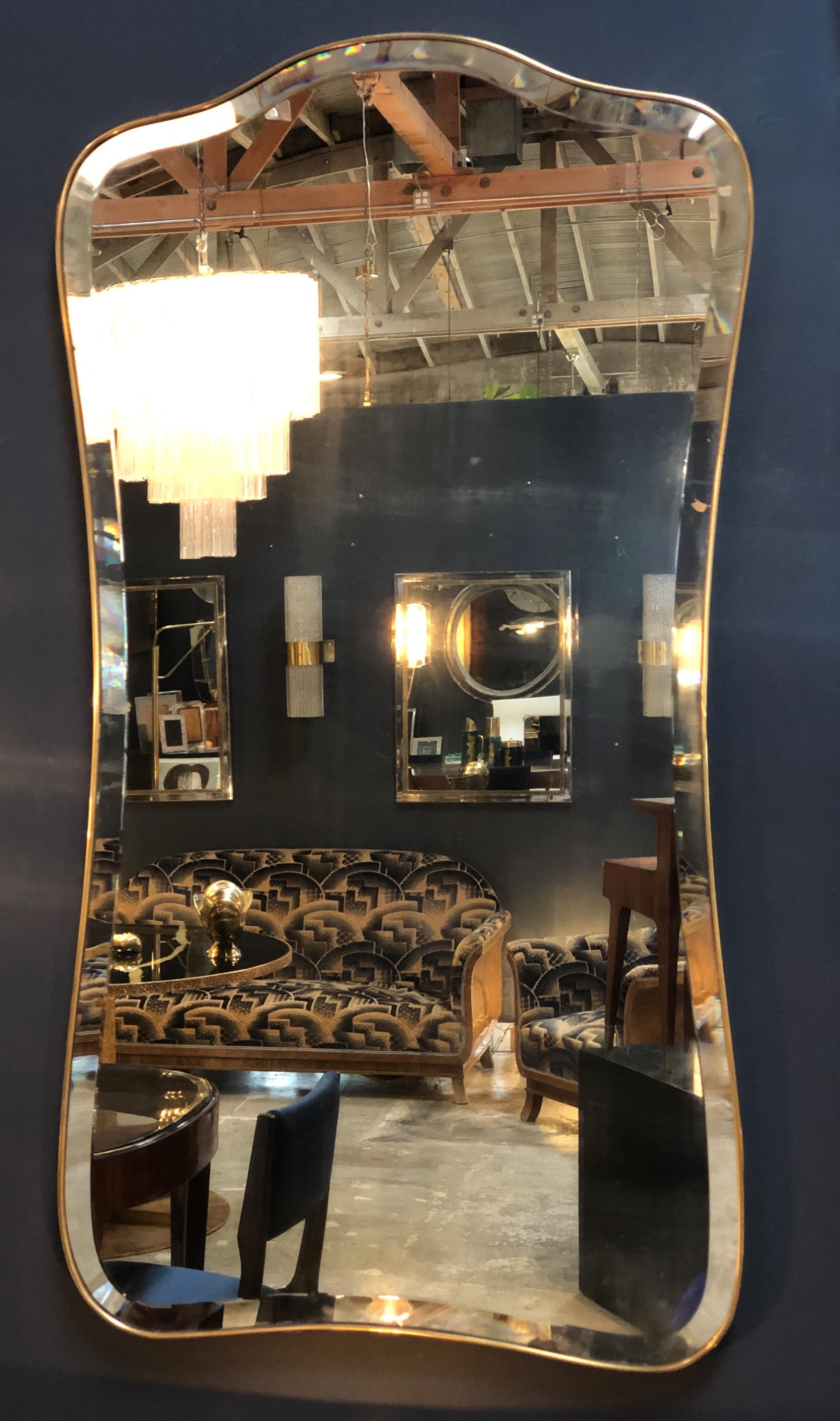 Giant Midcentury Italian Molded Wall Mirror, 1950s In Excellent Condition In Los Angeles, CA