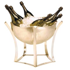 Giant, Modernist Sterling silver Champagne cooler