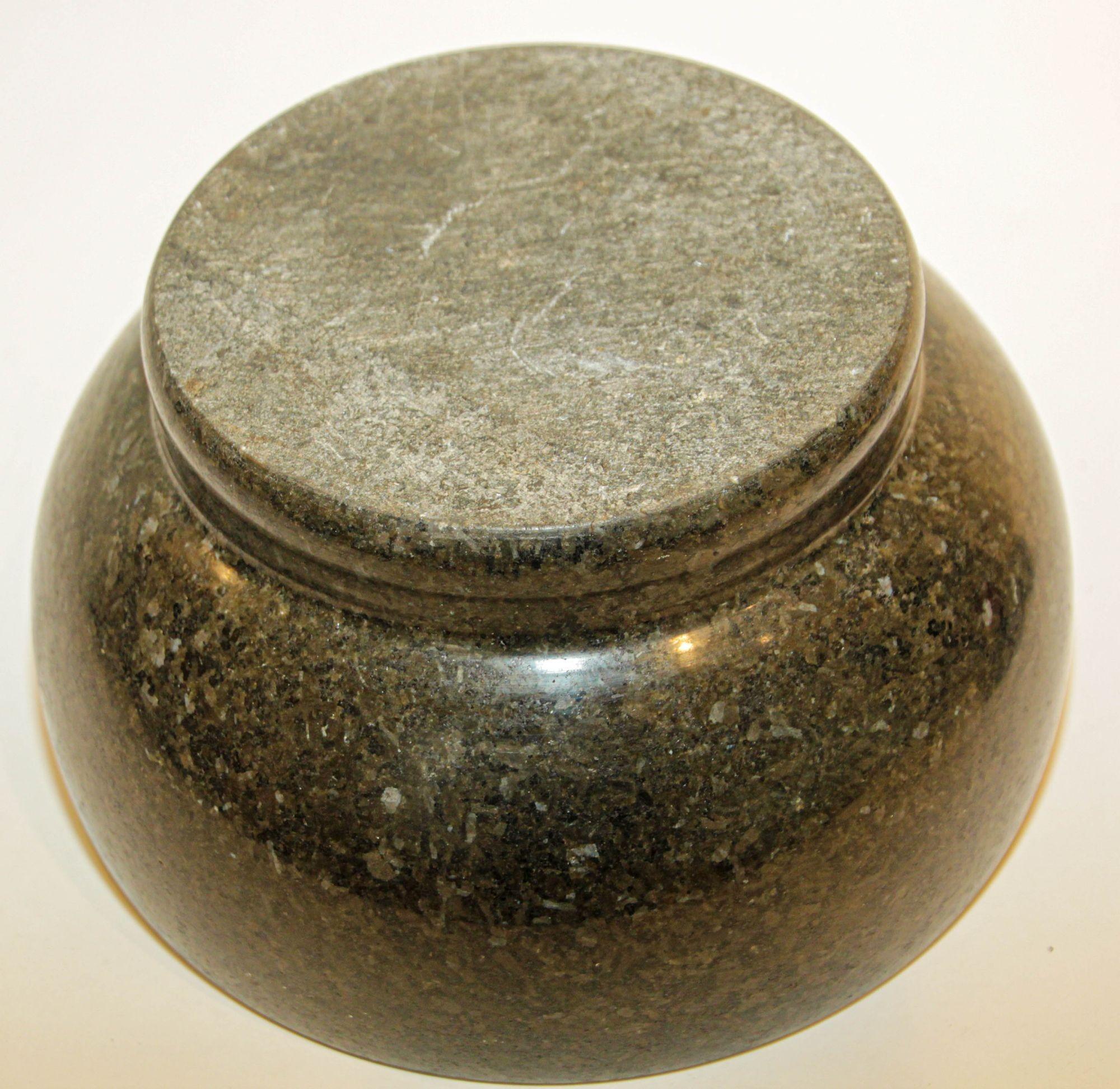 20th Century Giant Mortar and Pestle Set Black Marble Polished Italy For Sale