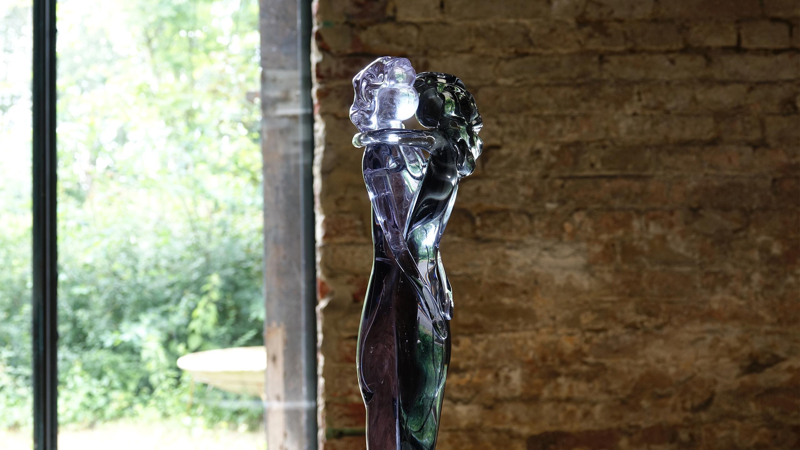 Italian Giant Murano Art Glass Maestro Rosin Lovers Sculpture, Italy