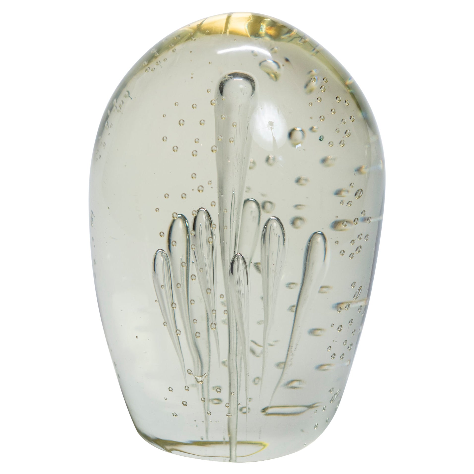 Œuf géant en verre de Murano Bulicante transparent dans le style de Barovier e Tosso en vente
