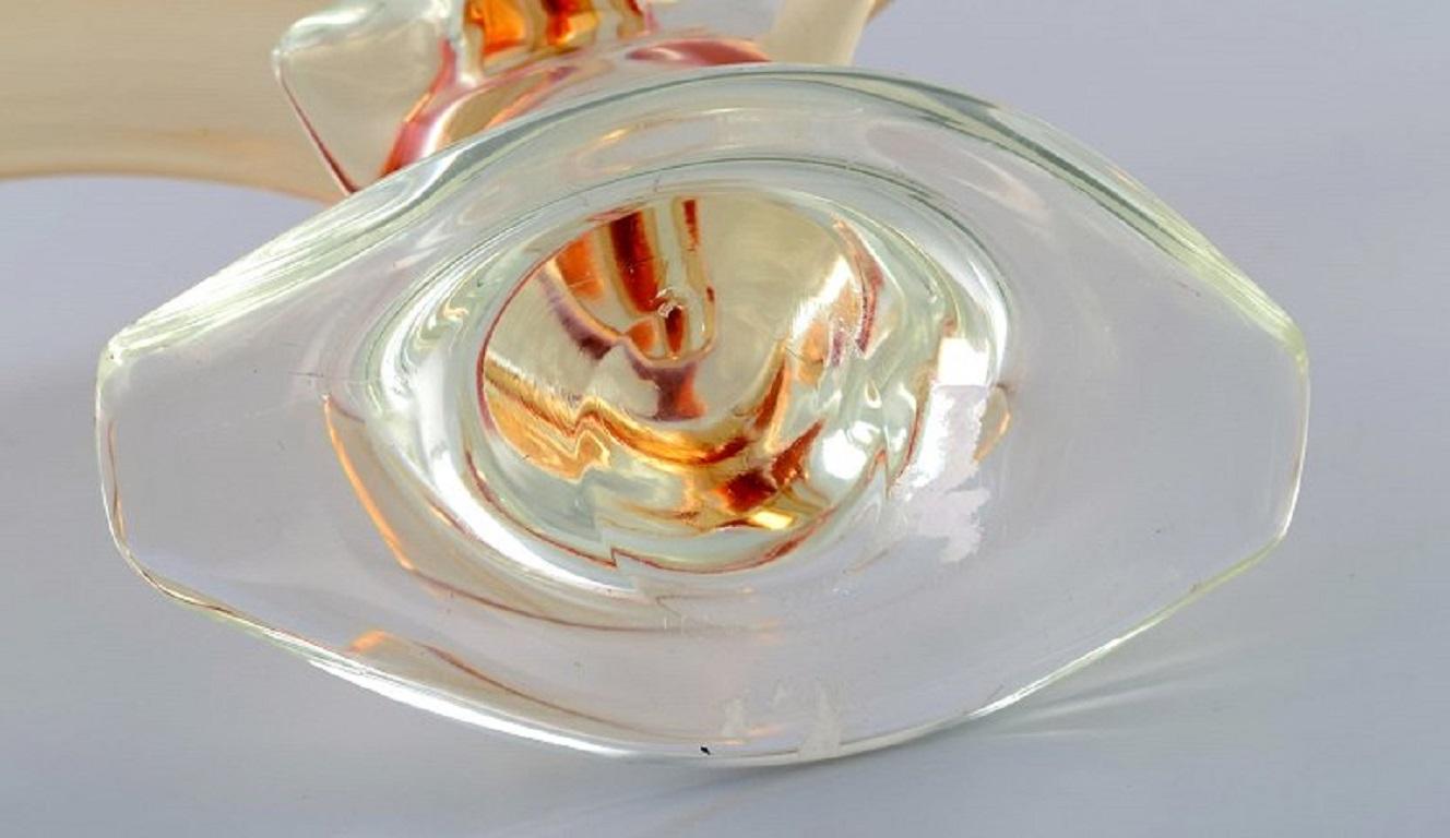 Giant Murano Sculpture in Orange and Clear Mouth Blown Art Glass, Bird For Sale 2
