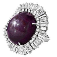 Giant Natural Star Ruby & Diamond Ballerina Platinum Cocktail Ring