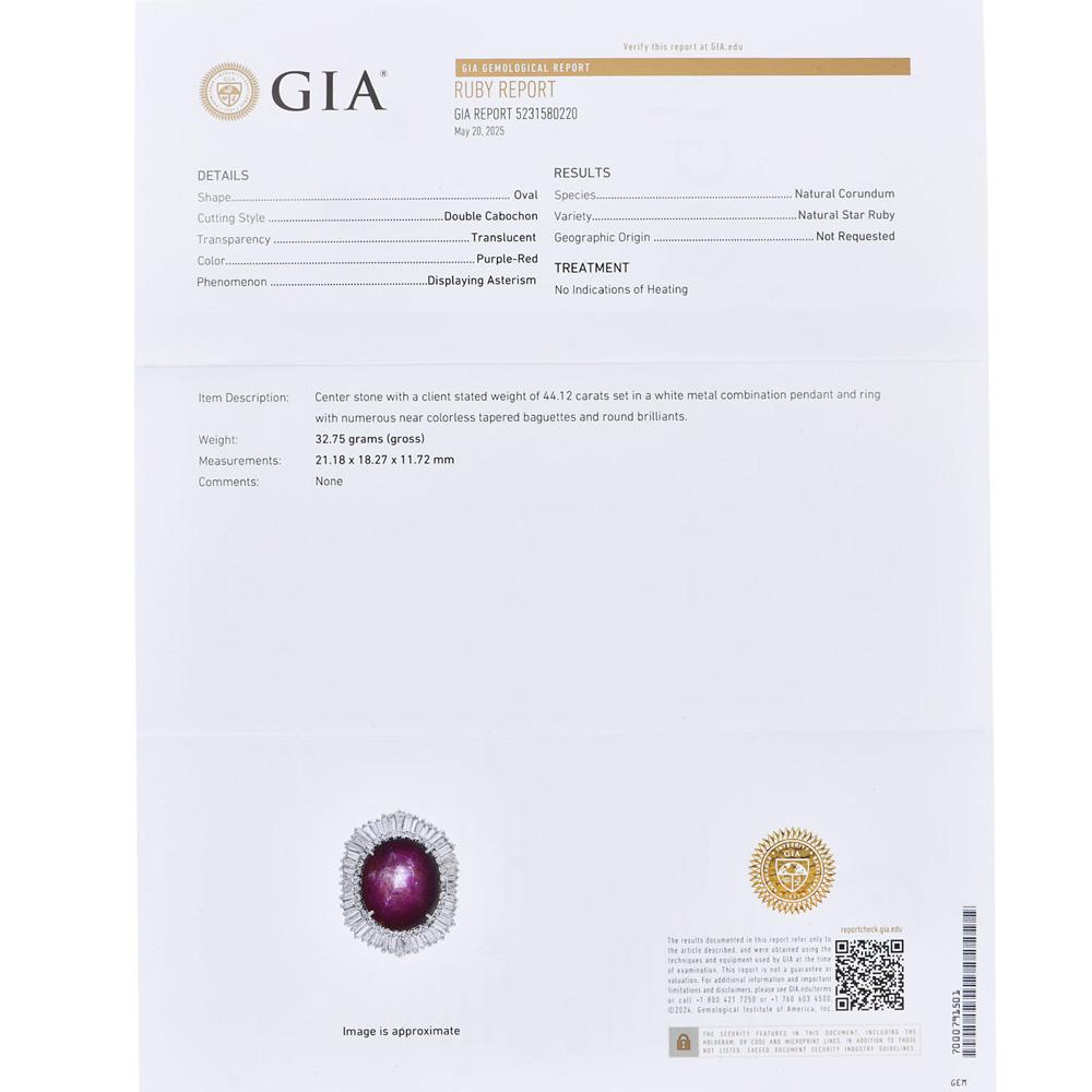 Giant Natural Star Ruby & Diamond Ballerina Platinum Cocktail Ring In Excellent Condition For Sale In Miami, FL