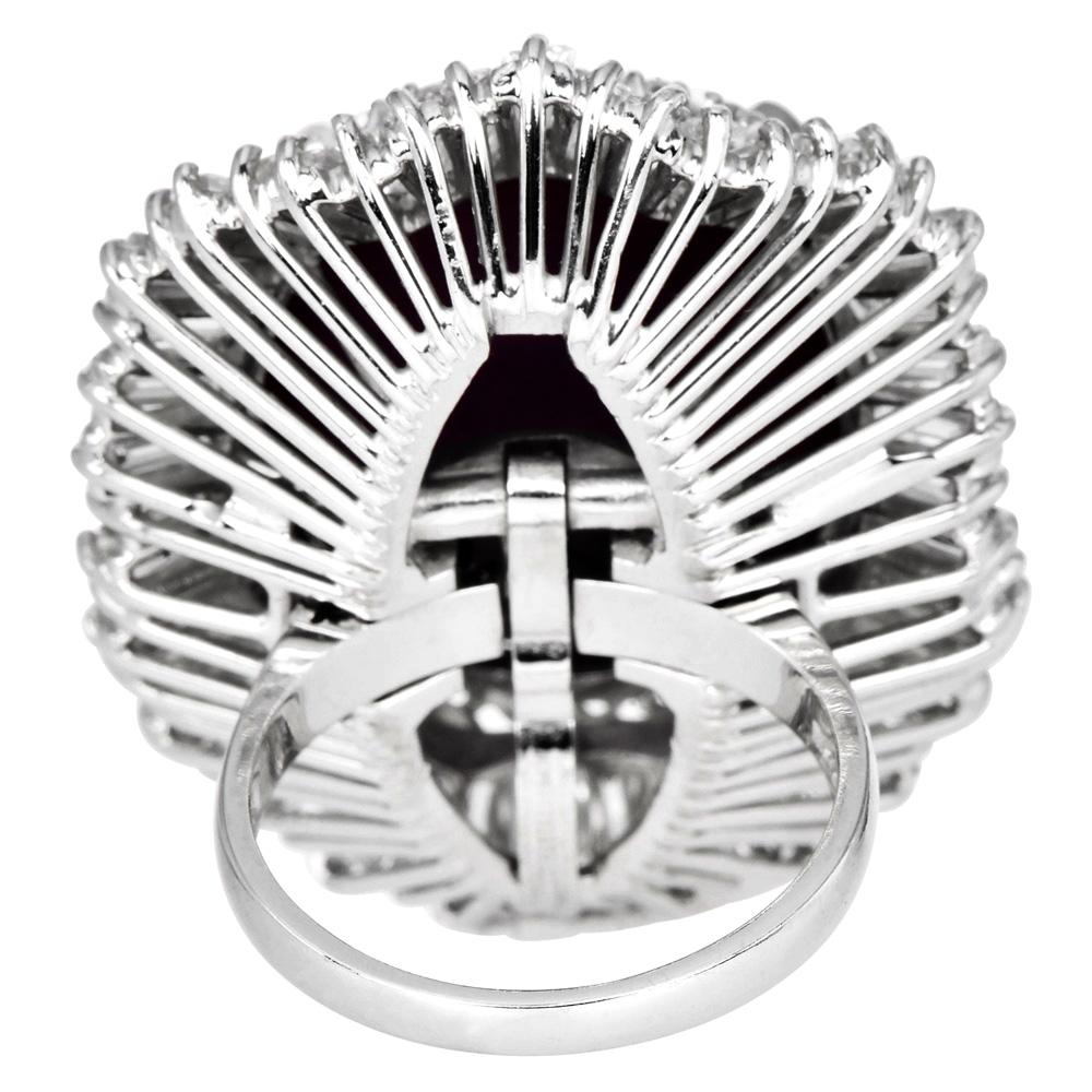 Giant Natural Star Ruby & Diamond Ballerina Platinum Cocktail Ring For Sale 2