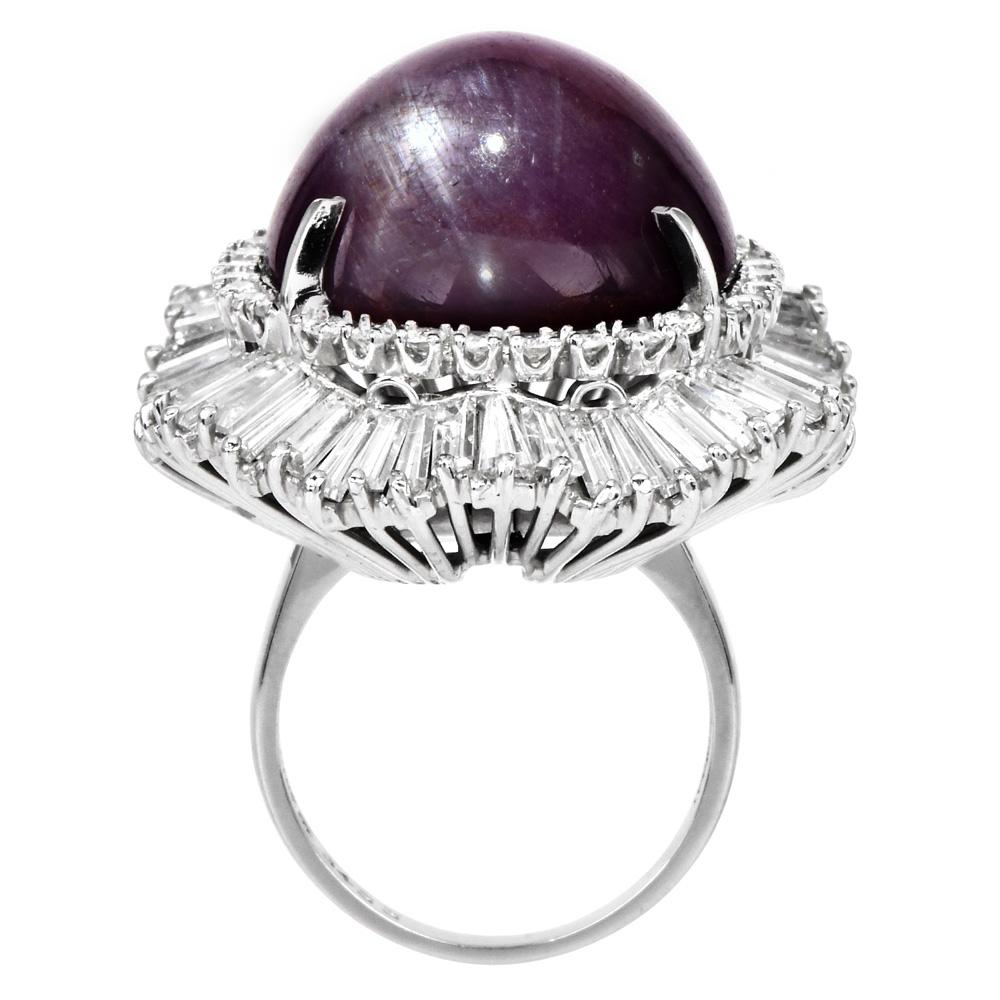 Giant Natural Star Ruby & Diamond Ballerina Platinum Cocktail Ring For Sale 3