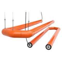Rare Orange "Supertube" Pendant by Anders Pehrson for Ateljé Lyktan, 1967