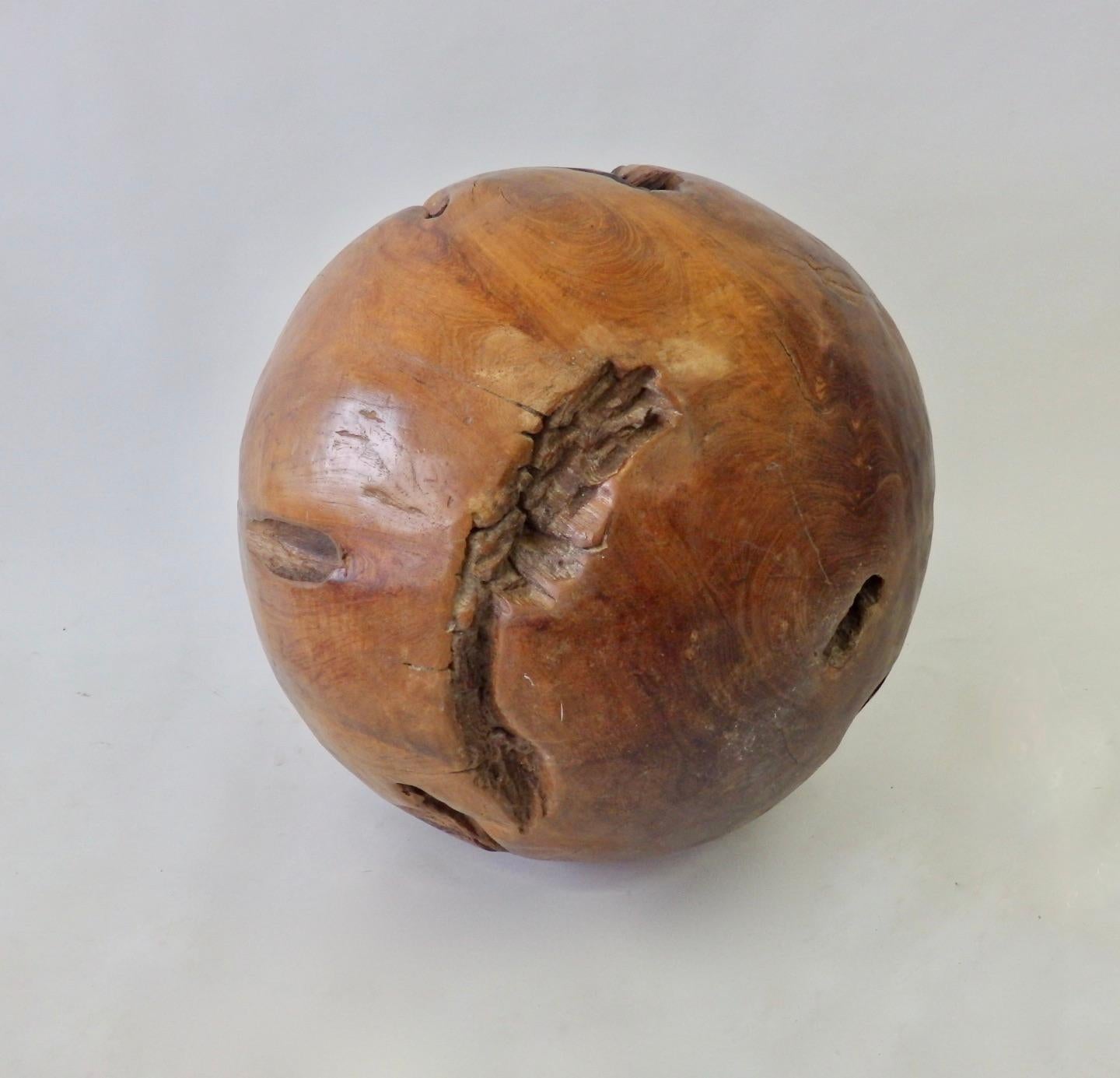 Hand-Crafted Giant Organic and Natural Wood Burl Ball For Sale