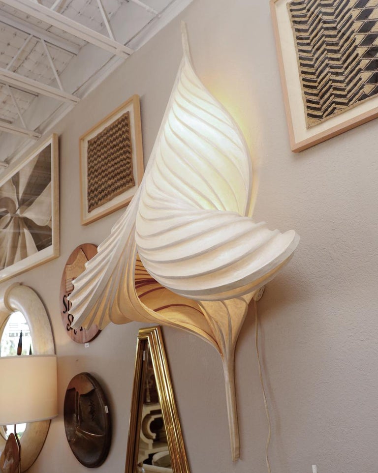 Organic Modern Giant Organic Shaped Paper Lantern Wall Sconce For Sale