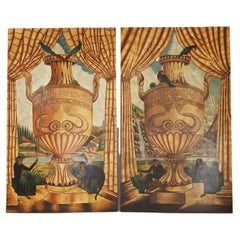 Giant Painted Panels with Urns and Monkeys