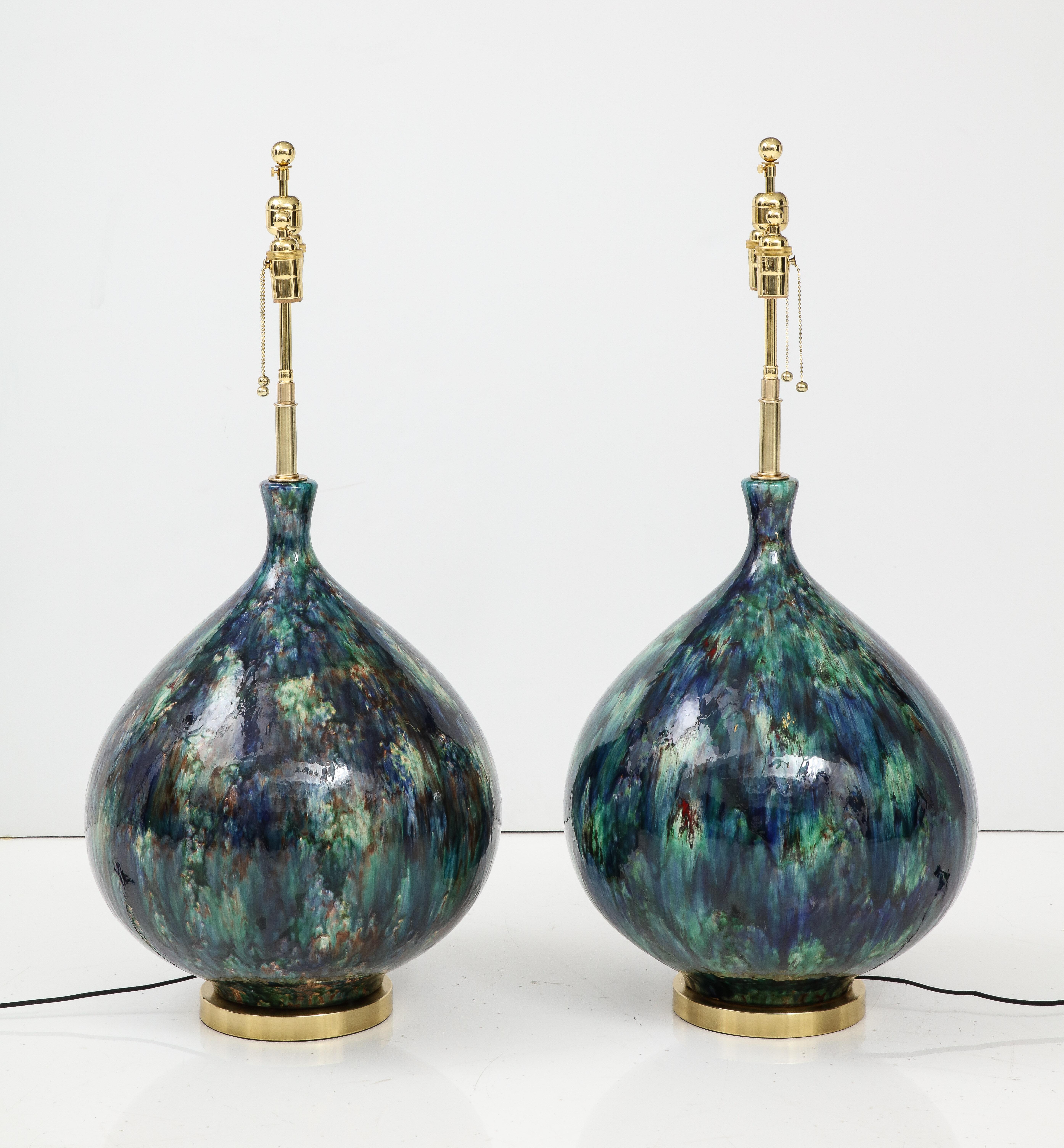 Mid-Century Modern Giant Pair of  1960's Italian Ceramic Lamps