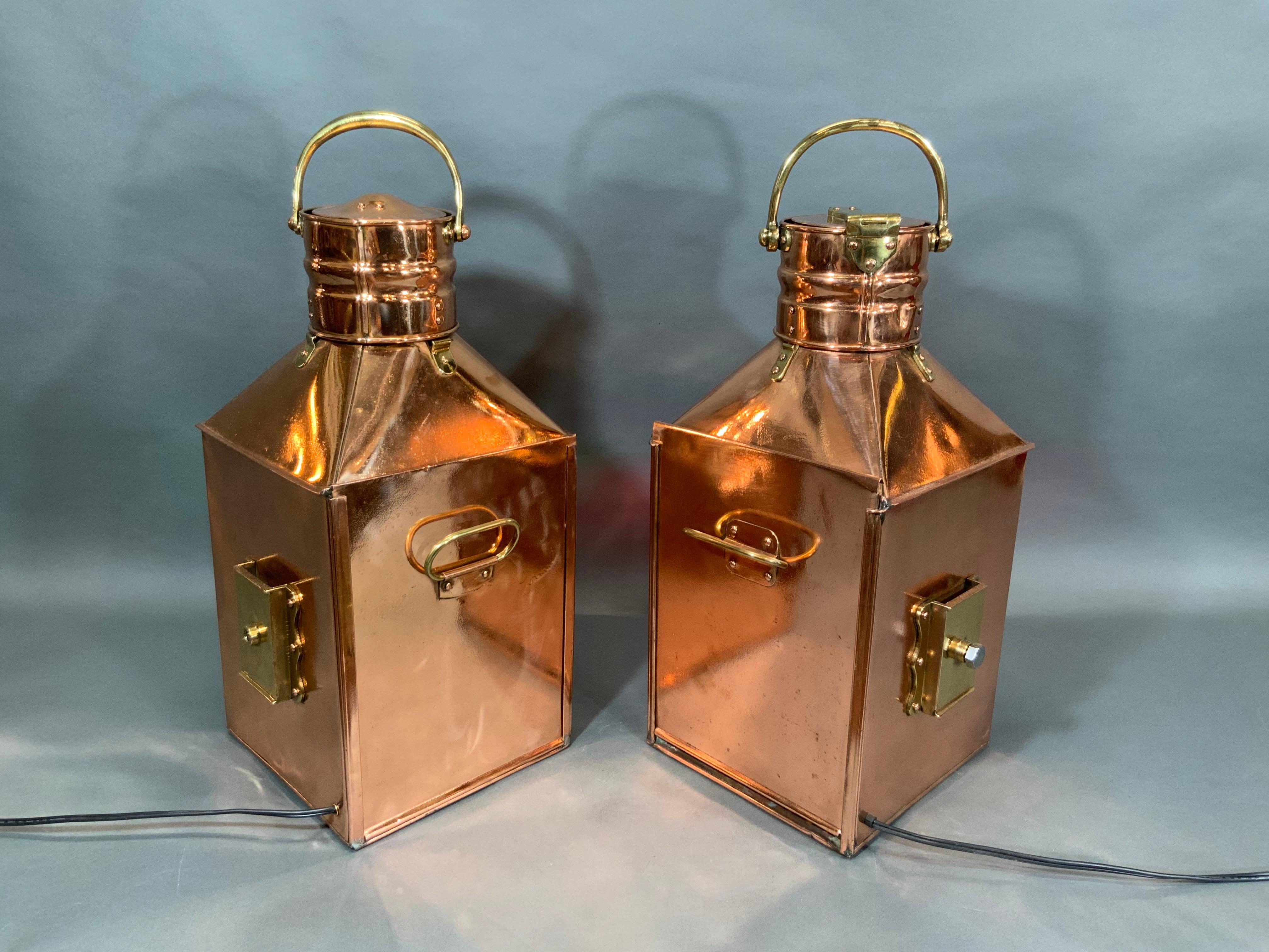 Giant Pair of Copper Port & Starboard Ships Lanterns by Meteorite, 12402 & 19204 For Sale 1