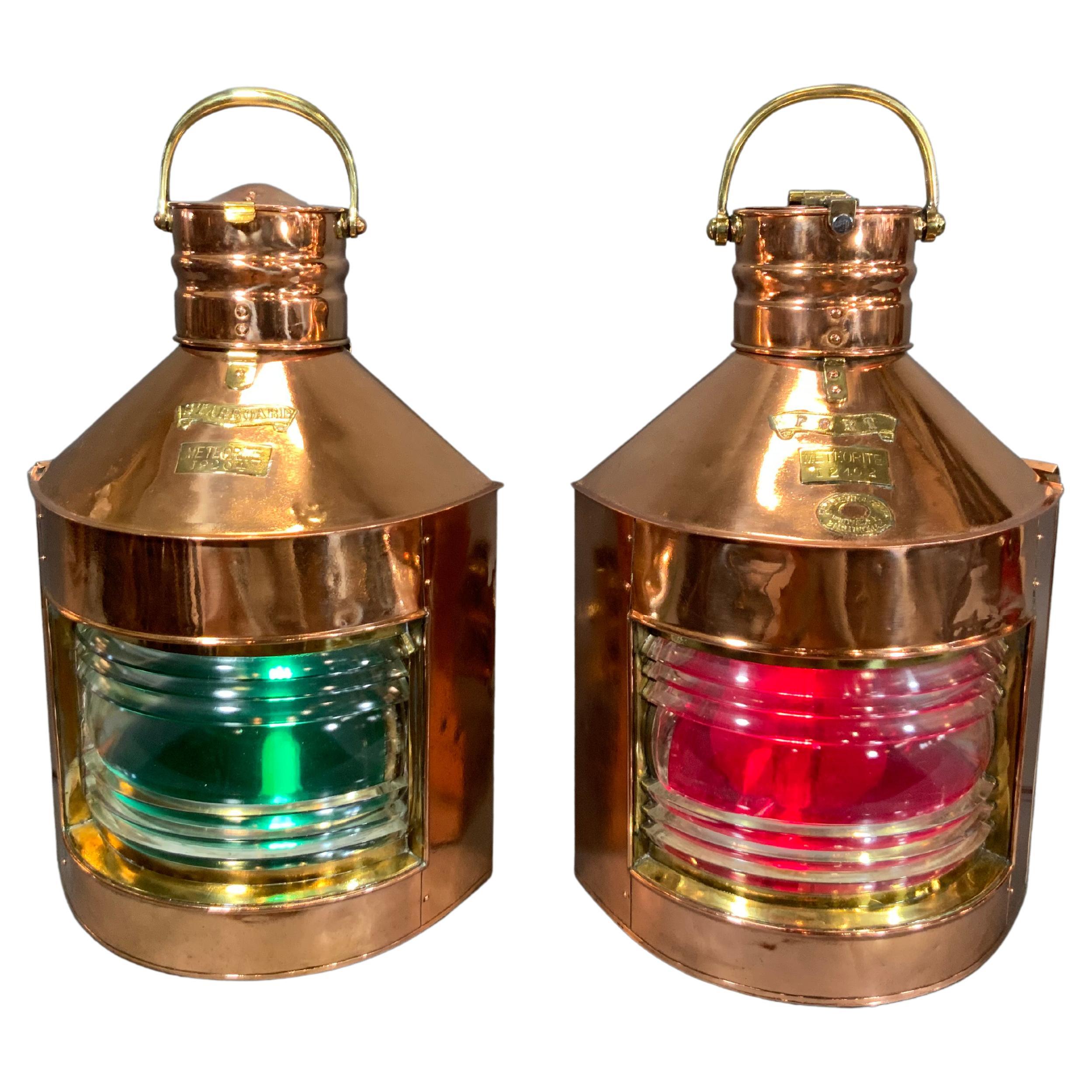 Giant Pair of Copper Port & Starboard Ships Lanterns by Meteorite, 12402 & 19204 For Sale