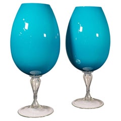 Giant Pair of Retro Wine Glasses, English, Decorative, Planter, Vase, C.1970