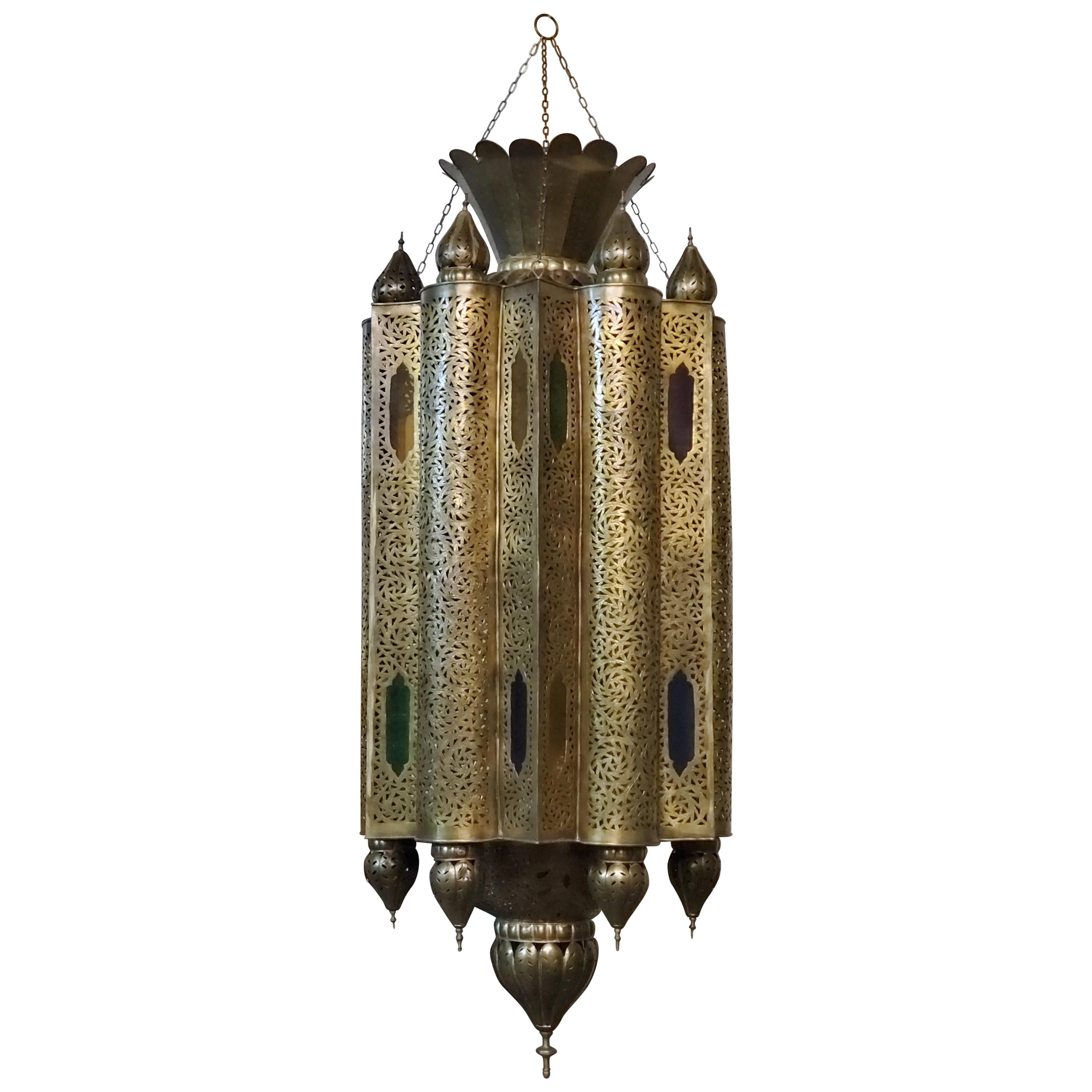 Giant Palatial Chandelier with Multi-Color Iraqi Glass